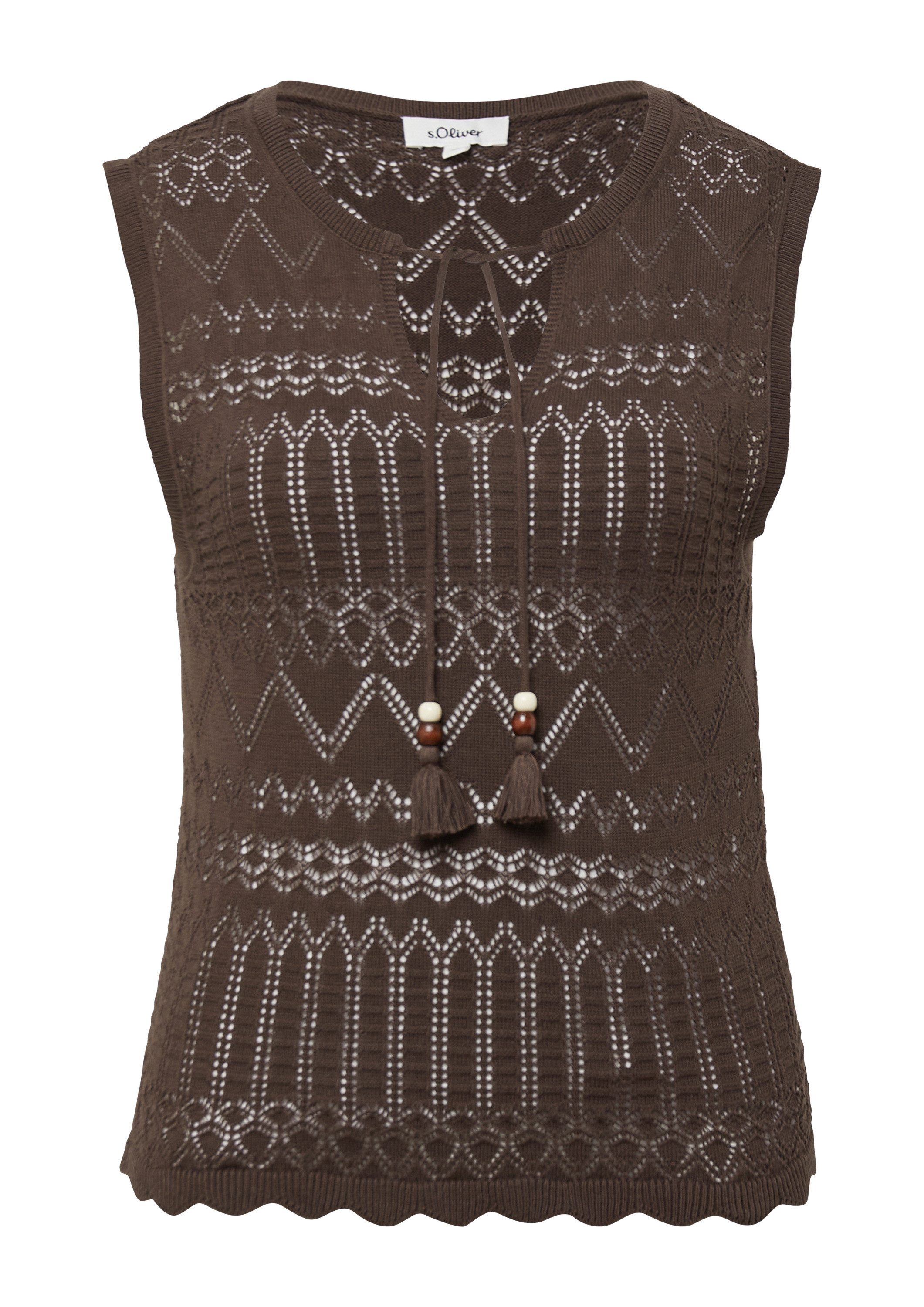 s.Oliver Rundhalspullover Strickpullunder Stricktop im Slim Fit mit Ajourmu günstig online kaufen