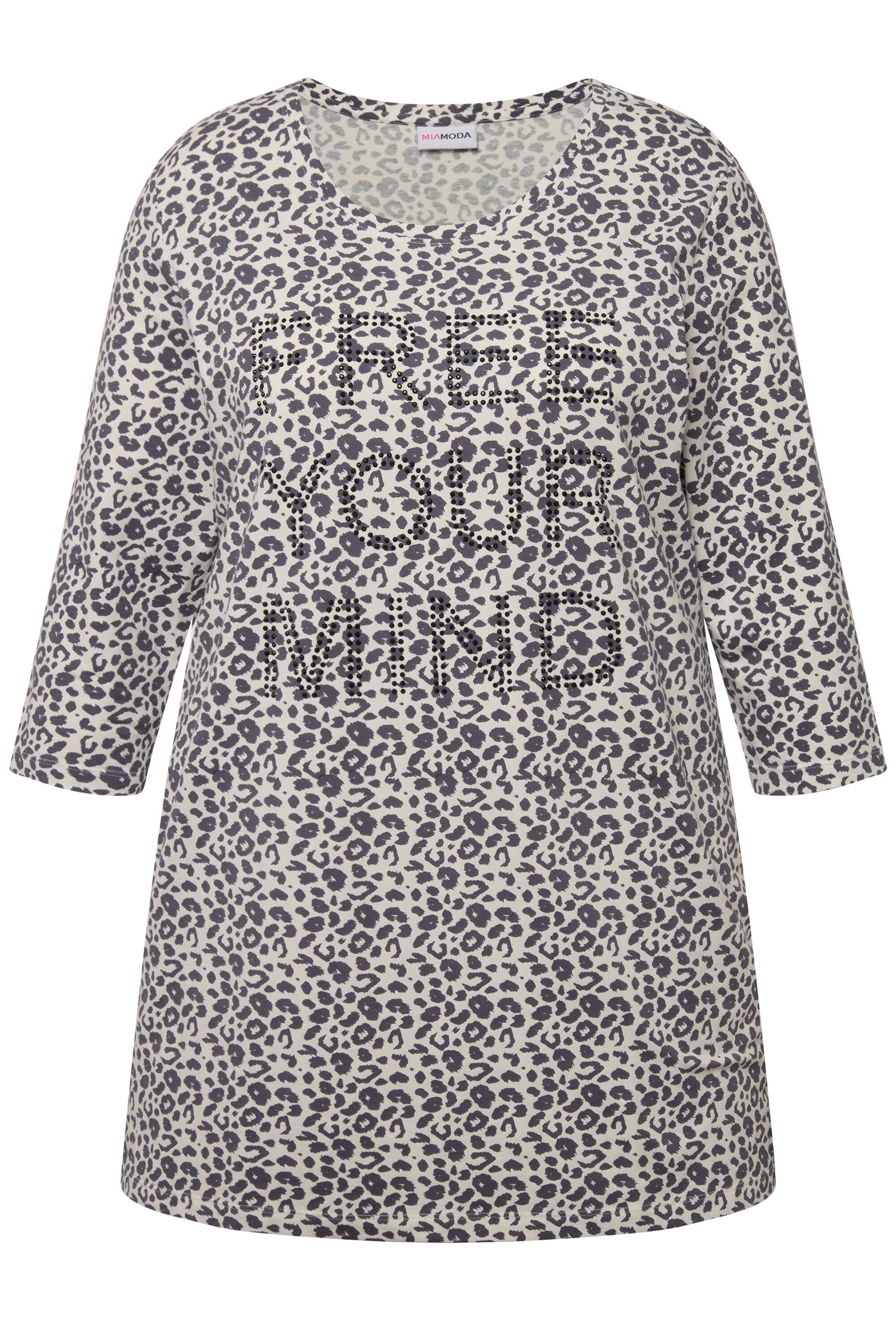 MIAMODA Longshirt Longshirt Leomuster Glitzer-Statement 3/4-Ärmel günstig online kaufen