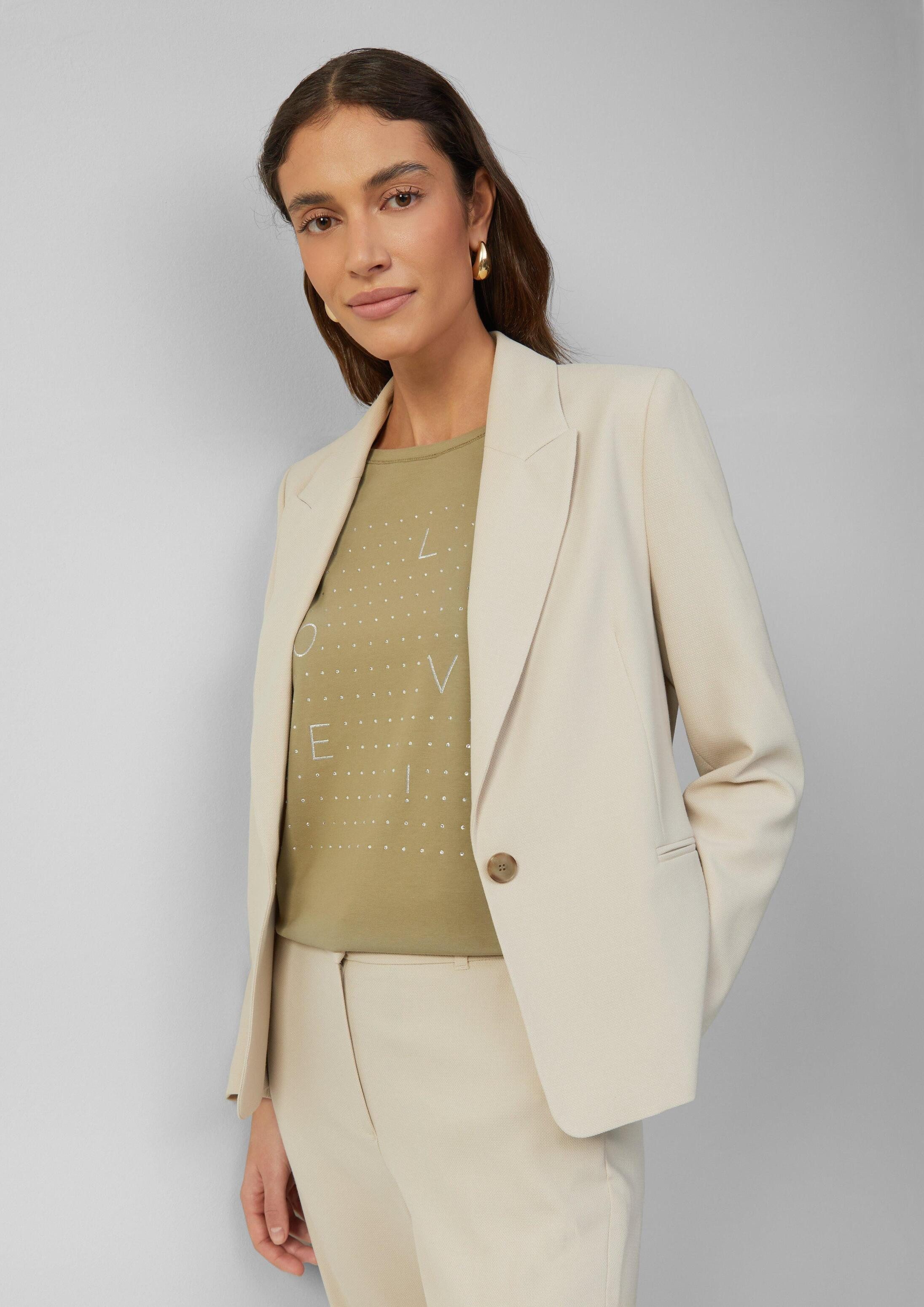 s.Oliver Jackenblazer Indoor-Blazer Antaillierter Blazer aus Waffel-Piqué