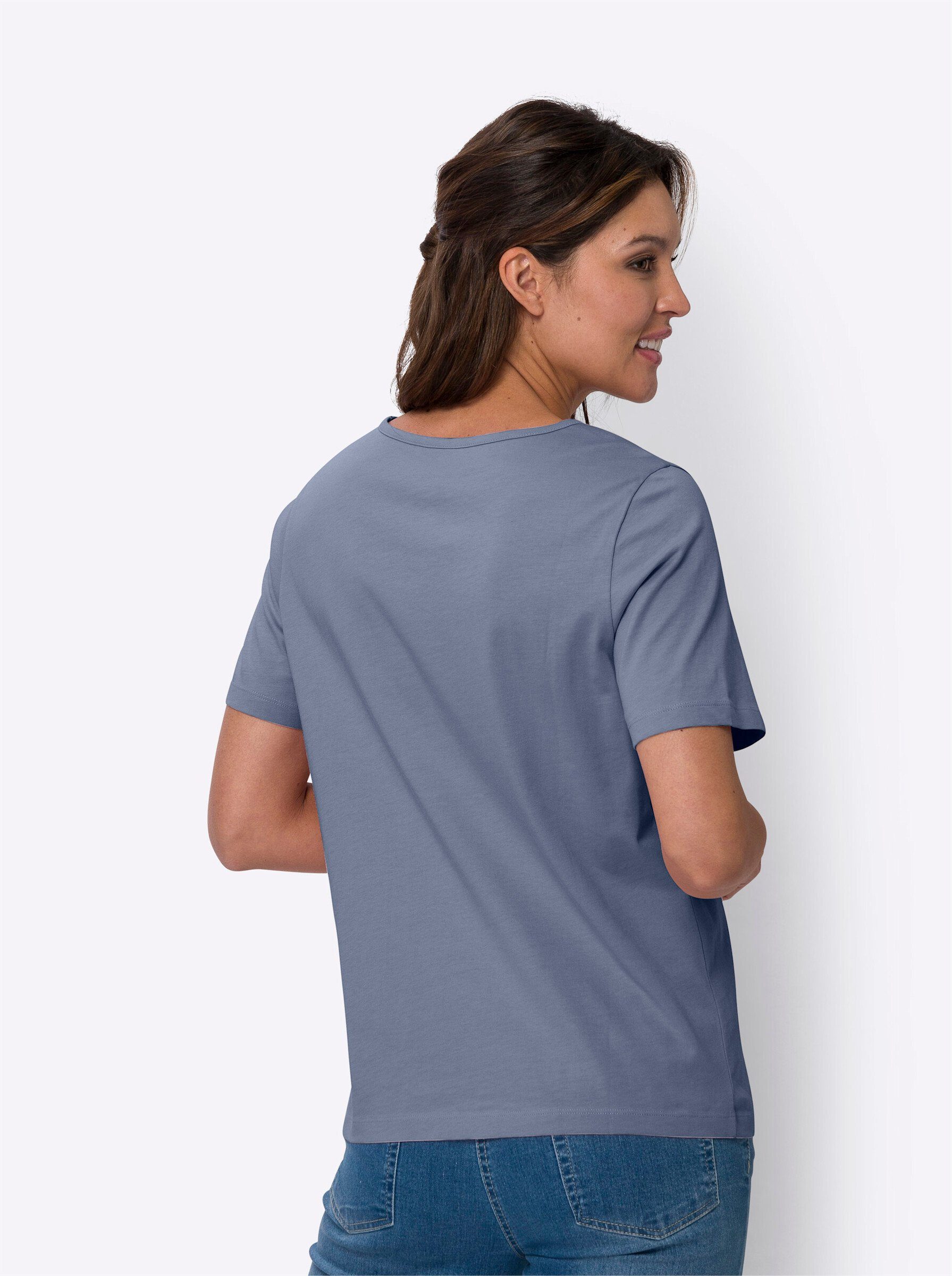 an! T-Shirt Sieh taubenblau-marine