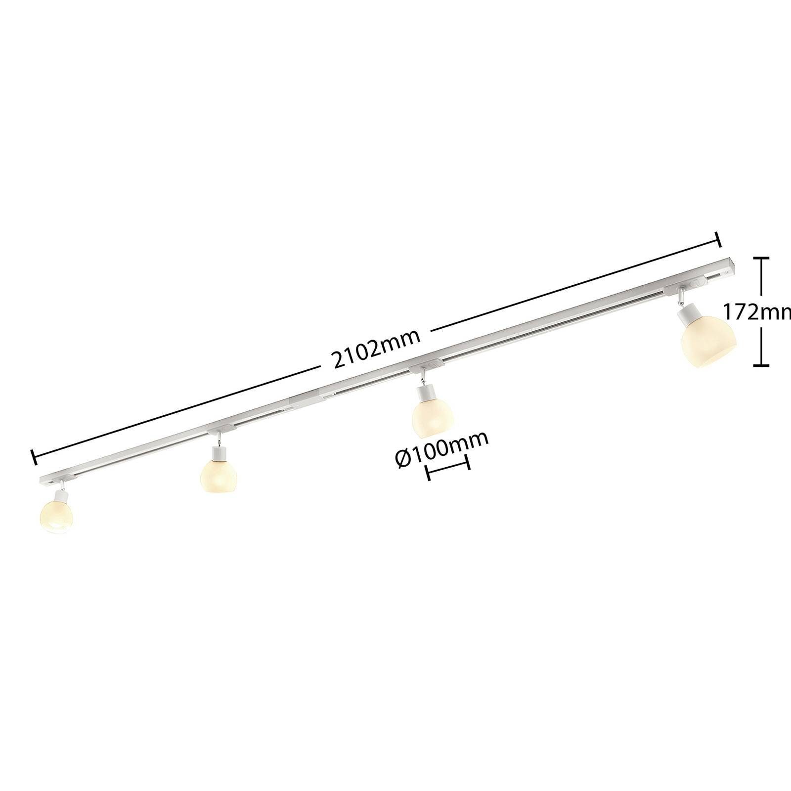 Schienensystem-Leuchten E14, weiß, 1-Phasen flammig, Lindby Linaro, 4 Modern, Stromschiene 210.2 Metall, cm, Glas,