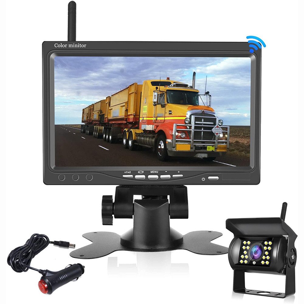 Hikity 7 Zoll TFT LCD Monitor Nachtsicht für LKW Transporter Geländefahrzeug Rückfahrkamera (7-Zoll-TFT-LCD-HD-Farbe, Drahtlose Nachtsicht-Rückfahrkamera)