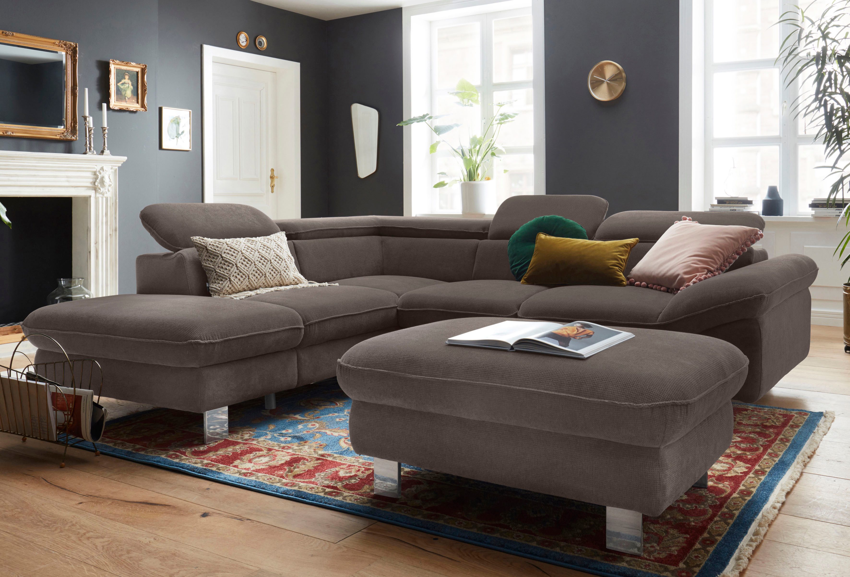 COTTA Polstergarnitur Driver L-Form, (Set, 2-tlg), Set bestehend aus: Ecksofa mit Kopfteilverstellung & Hocker