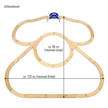 eyepower Spielzeug-Eisenbahn 130 Teile XXL Holzeisenbahn Set 5m Schienen Holz, Eisenbahn Kinder Spielzeug