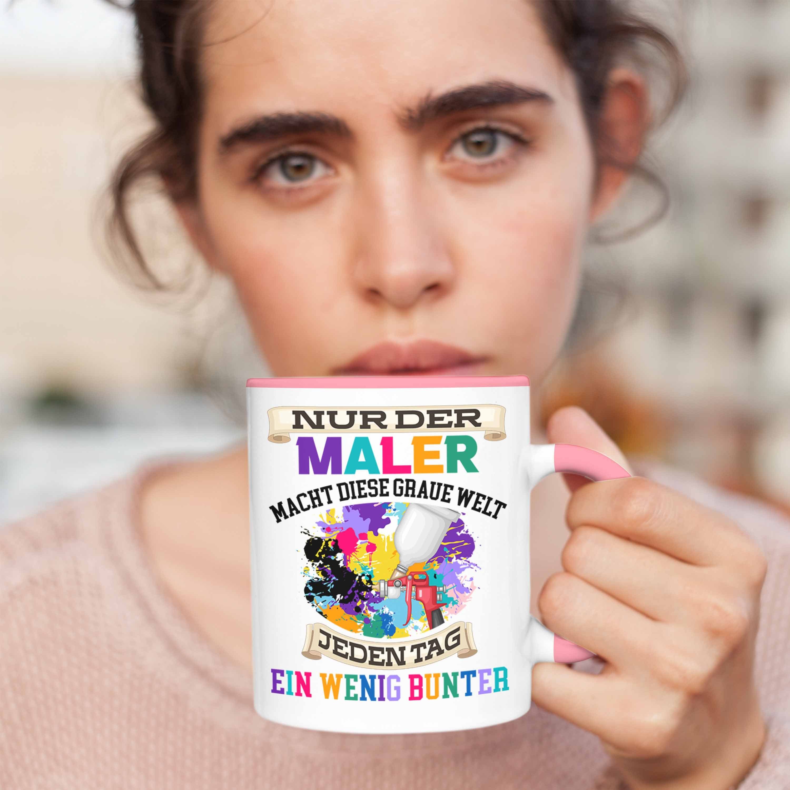 Maler Evolution Job Lustig Trendation Rosa Tasse Malermeis Tasse Geschenk Anstreicher Männer