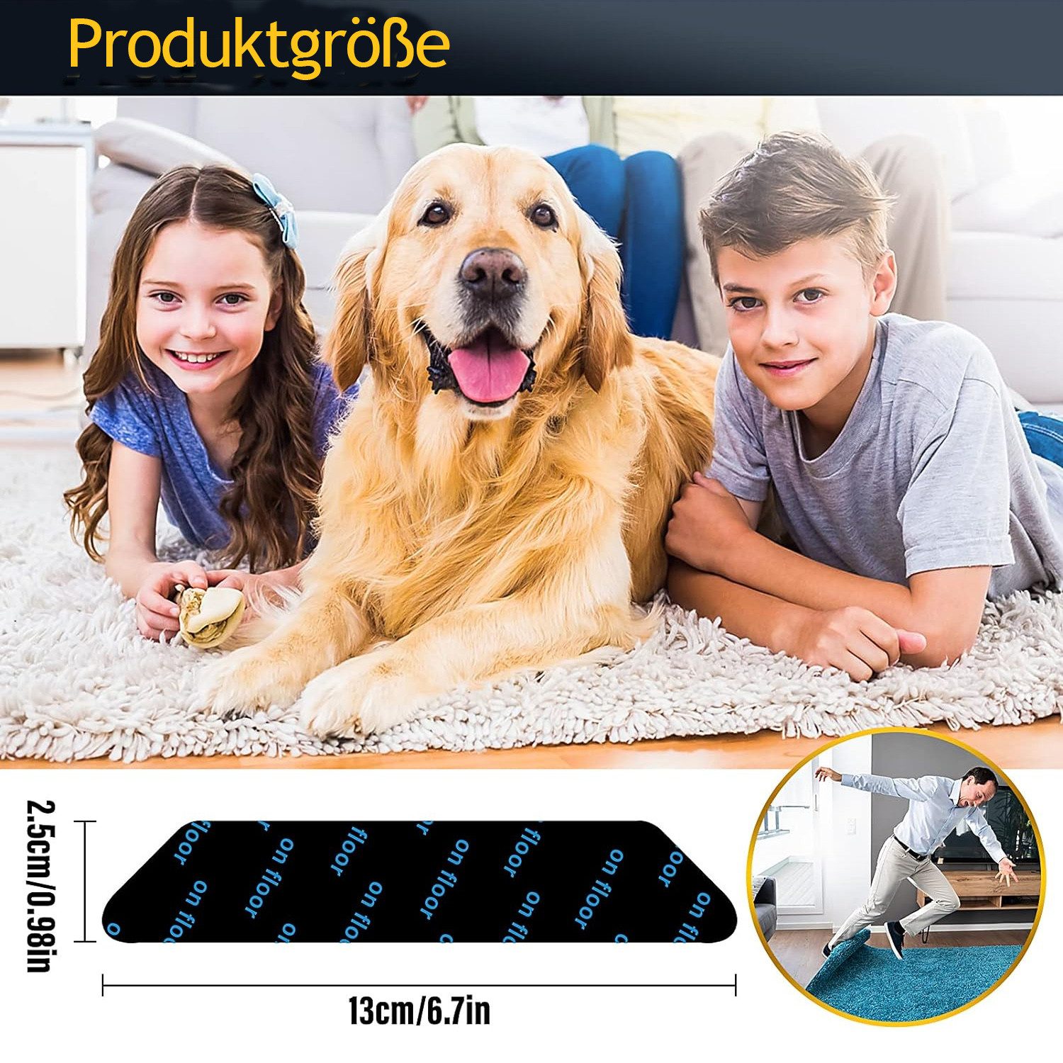 TUWENA Antirutsch Teppichunterlage Anti Rutsch Teppichgreifer Teppich rutschfestes Klebeband Teppich, (12-St), für Hartholzböden, Teppiche und Matten