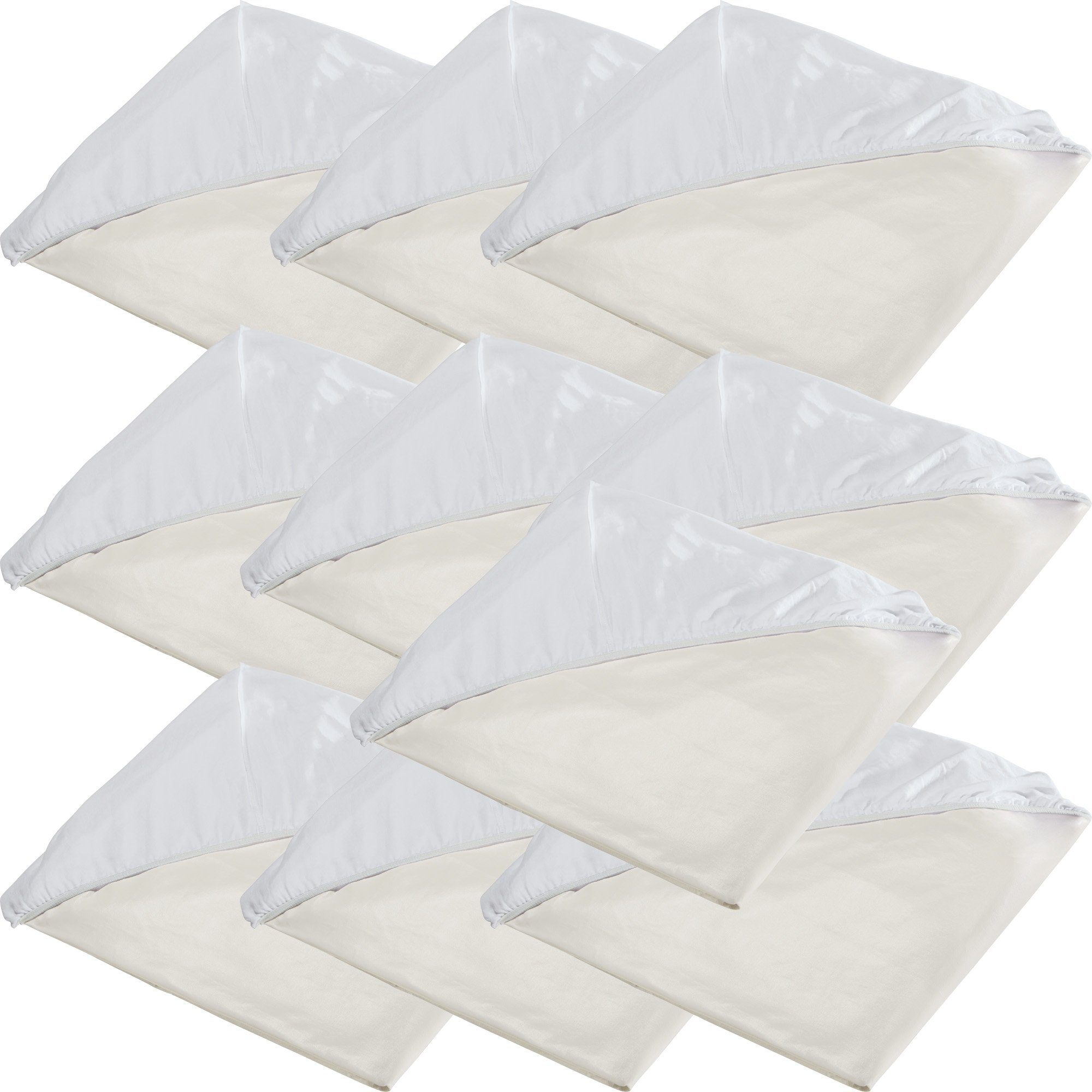 Erwin Müller Spannbettlaken Spannbettlaken "Eisenach" 10er-Pack, Molton, Gummizug: Rundumgummi, (1 Stück), wasserdicht/kochfest Uni