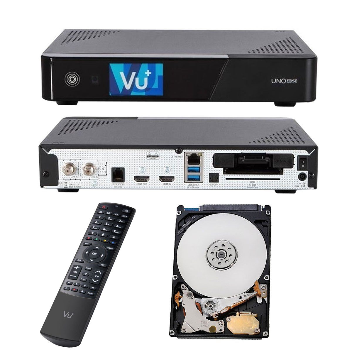 VU+ Uno 4K SE DVB-C FBC Receiver Twin Tuner PVR HDD 1TB Festplatte SAT- Receiver