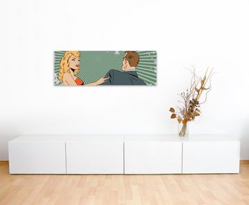 Sinus Art Leinwandbild Pop Art Illustration  Mann und Frau auf Leinwand exklusives Wandbild moderne Fotografie für ihre Wa