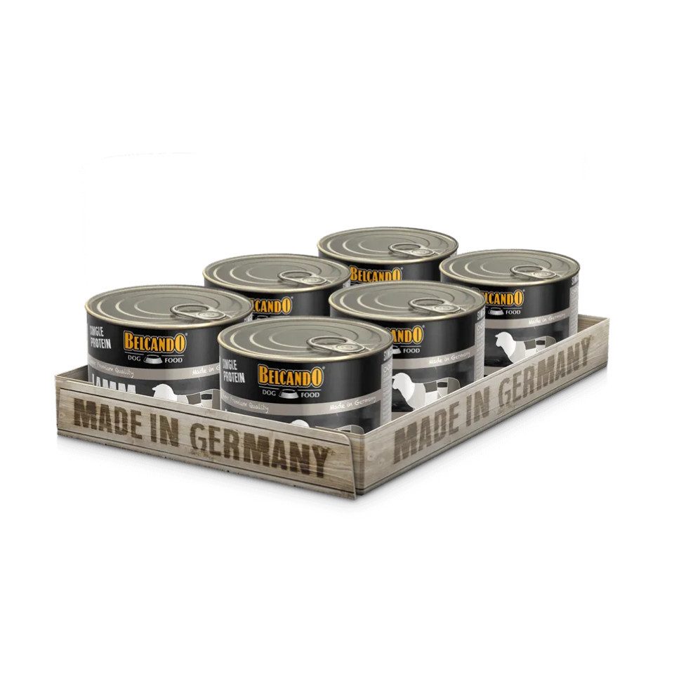Belcando Single Protein Lamm - hochwertiges Nassfutter ohne Zusätze 6x200g, Nassfutter für: Hunde
