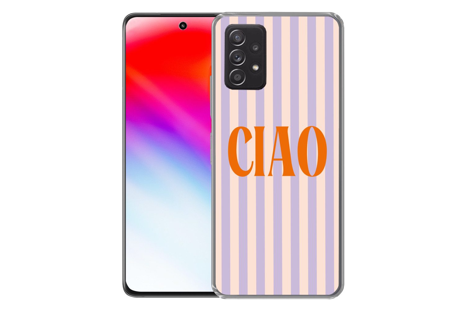 MuchoWow Handyhülle für Samsung Galaxy A33 5G Ciao - Zitat - Pastell - Streifen, Smartphone-Bumper, Print, Handy Schutzhülle Dünn