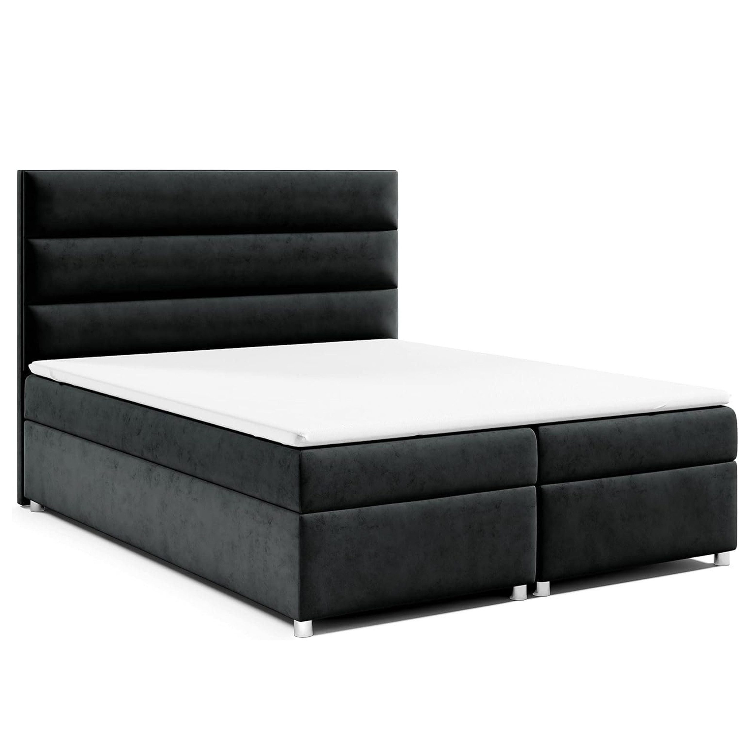 Best for Home Boxspringbett Trinity K-1 LUX – Modern Boxspringbett mit Stauraum & Komfort (Boxspringbett-Set, 1-St., Komplettes Boxspringbett-Set inklusive Matratze und Topper), Ergonomischer Schlafkomfort, großer Stauraum
