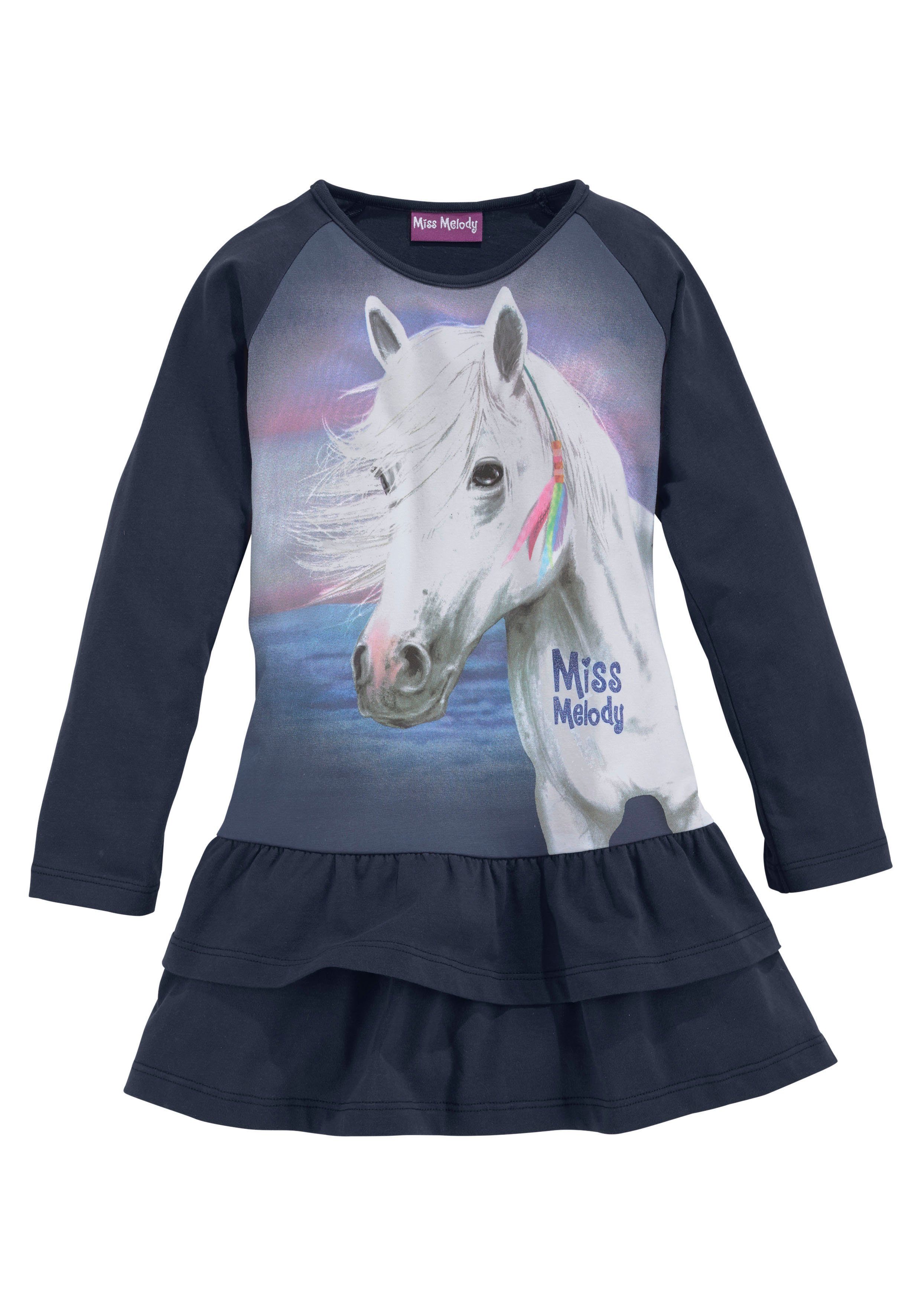 Miss Melody Jerseykleid toller Frontdruck mit Glitzereffekt – Bild 2 von 5