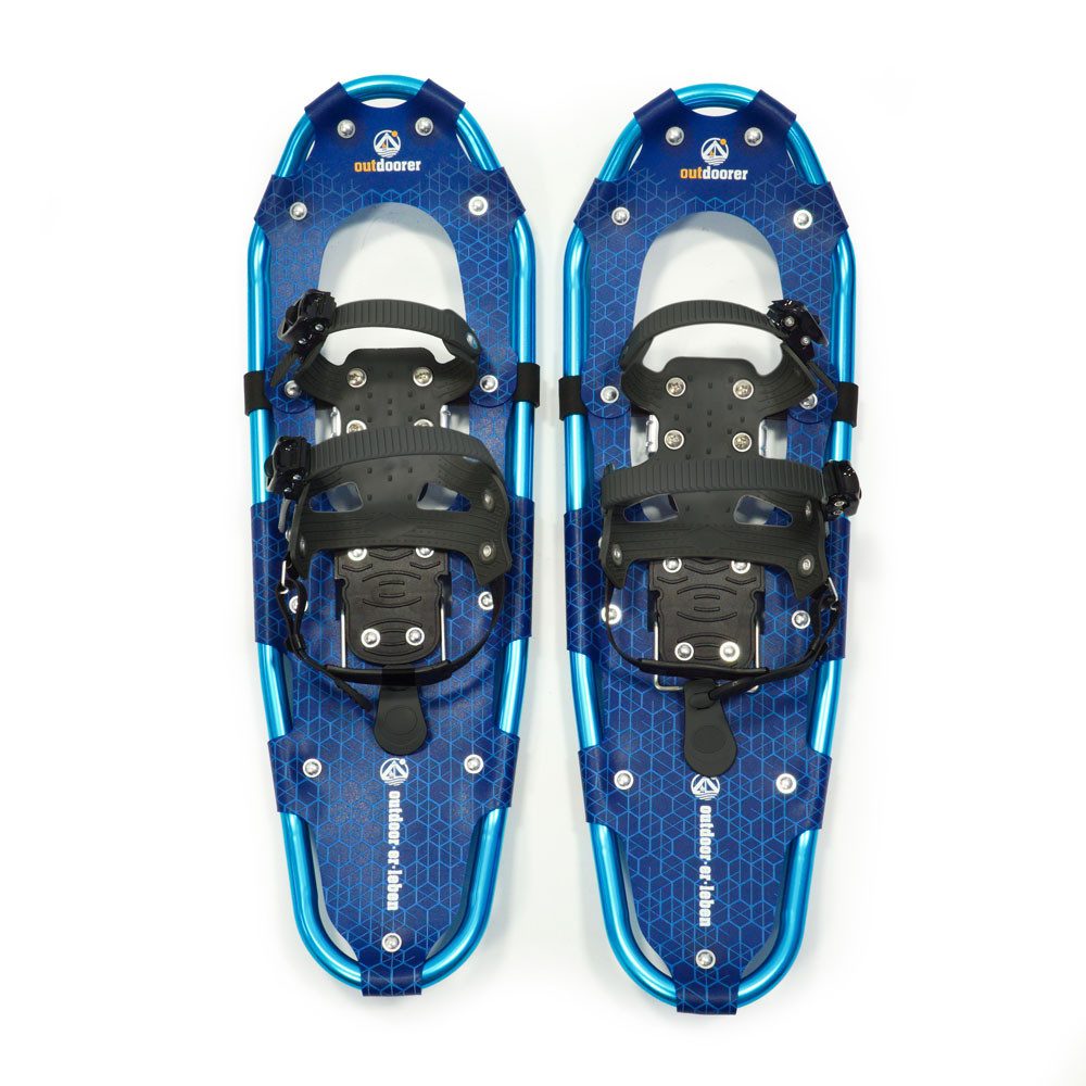 outdoorer Schneeschuhe SnowHiker mit robustem Aluminiumrahmen & großer Auftrittsfläche, Leichte XXL-Schneeschuhe mit Ratschenbindung, blau, bis max. 120 kg