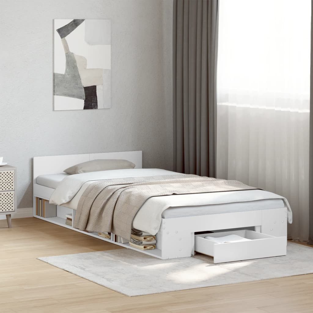 vidaXL Bett, Bettgestell mit Schublade Weiß günstig online kaufen