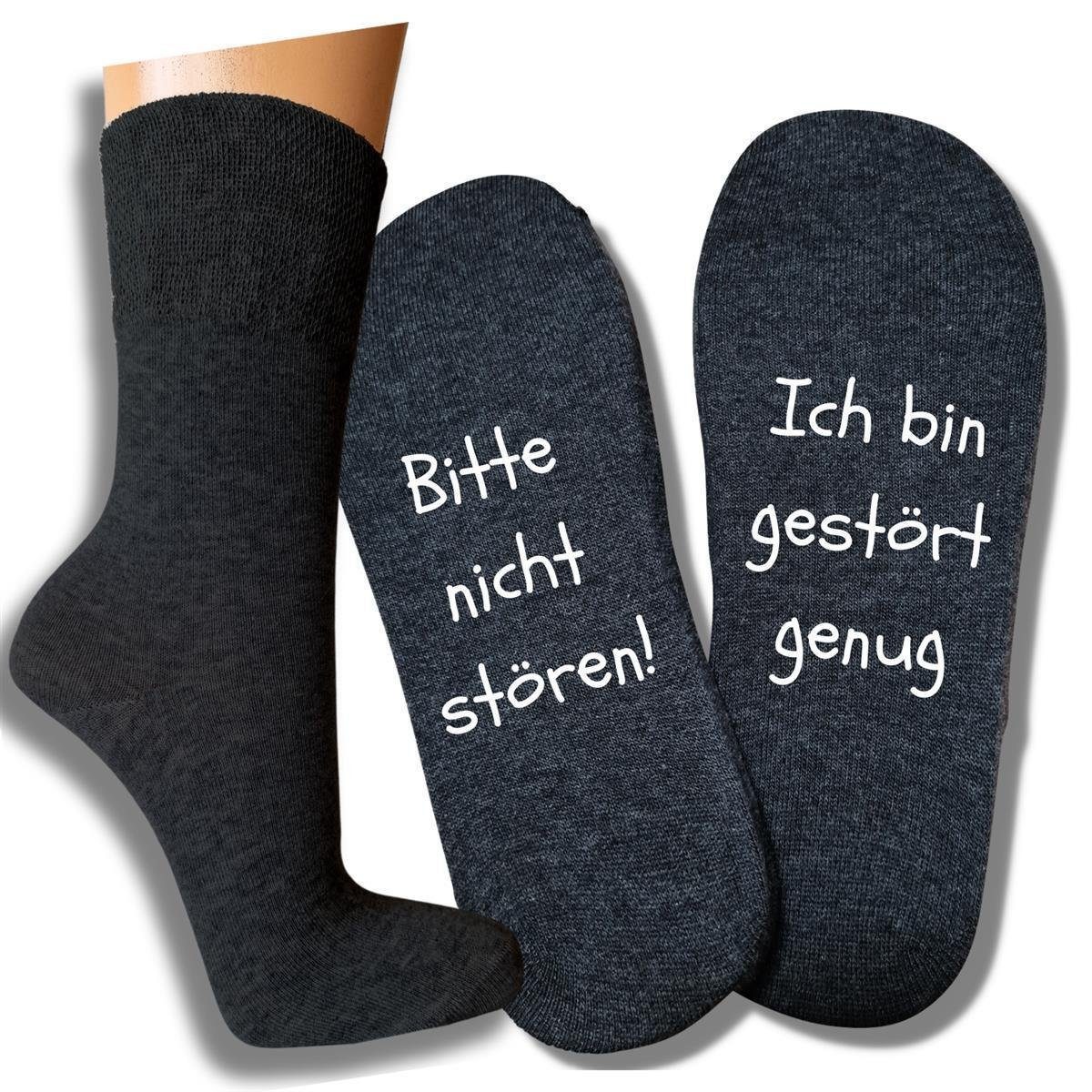bentini Basicsocken Spruchsocken Bitte nicht stören! (1-Paar) anthrazitmelange | Lustige Socken