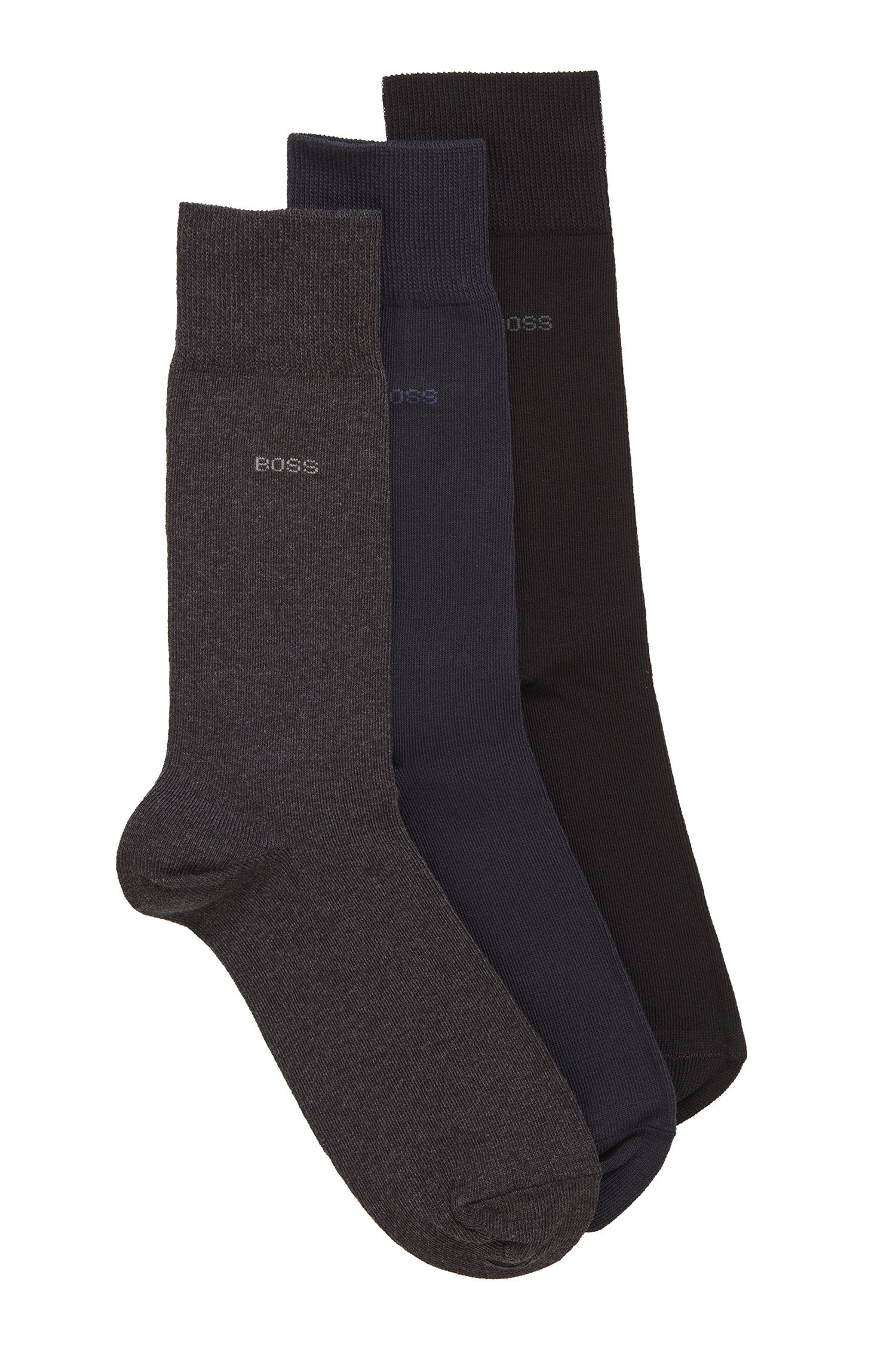 BOSS Socken (3-Paar) mit eingenähtem Logoschriftzug bunt