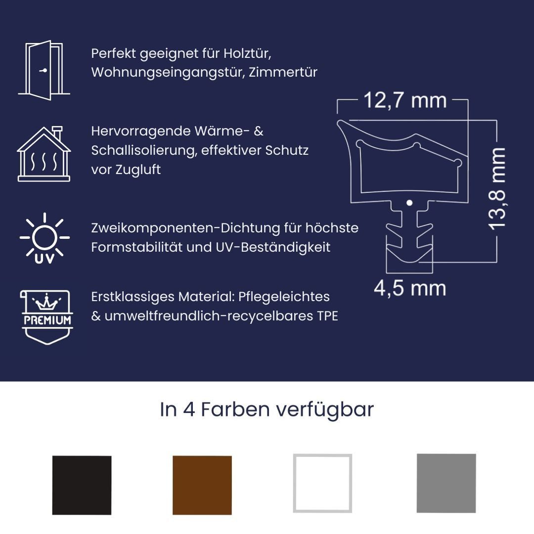 Dikara Profildichtungsband Türdichtung 4mm Nutbreite 7mm Nuttiefe 12mm Falz Zimmertürdichtung, Antidehnungsfaden, 2-Komponenten Dichtung
