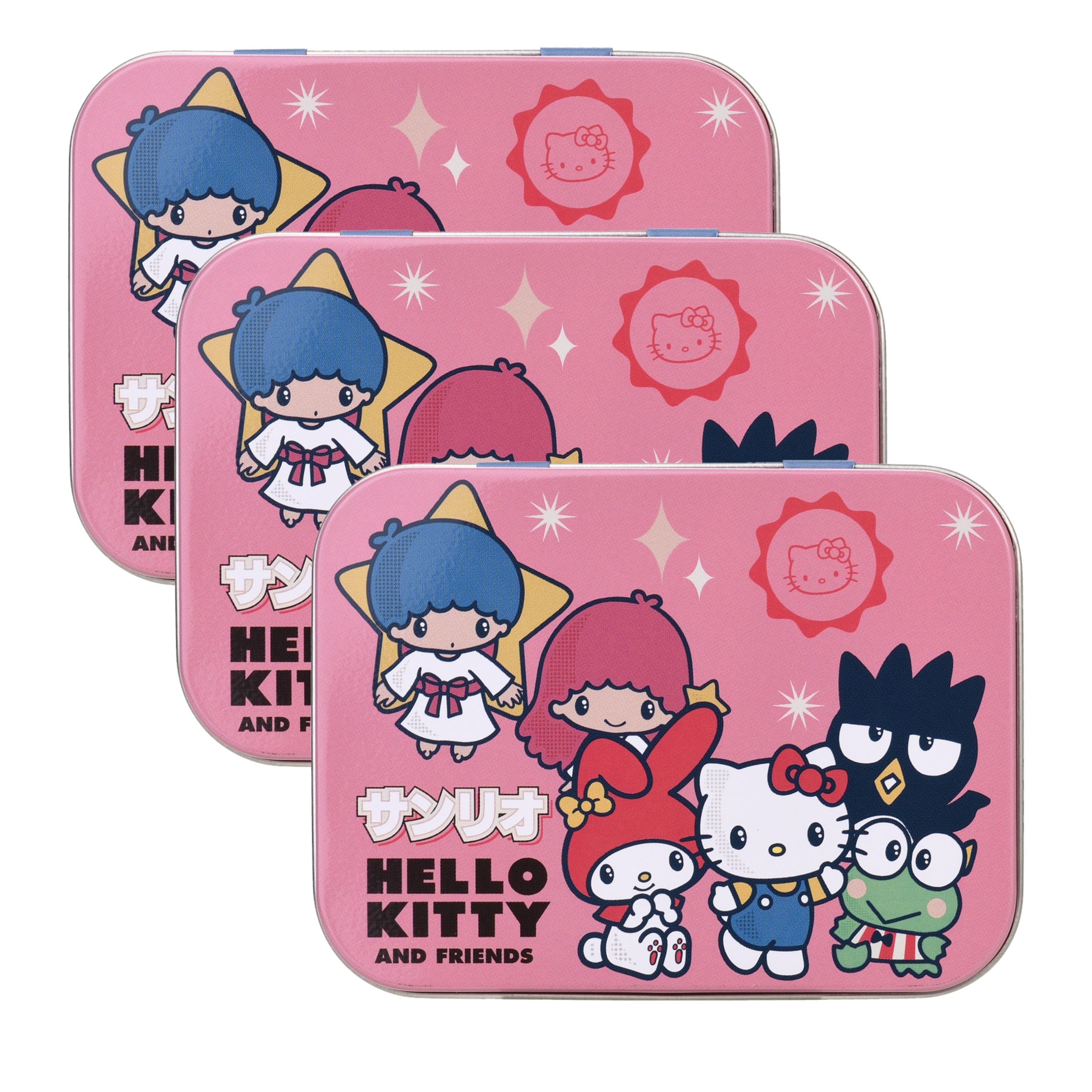HF Home Flair Wundpflaster Hello Kitty Freunde Kinder Pflaster-Box mit 24 bunten Motiv-Pflastern (3 St), Motiv: Hello Kitty Friends, rosa