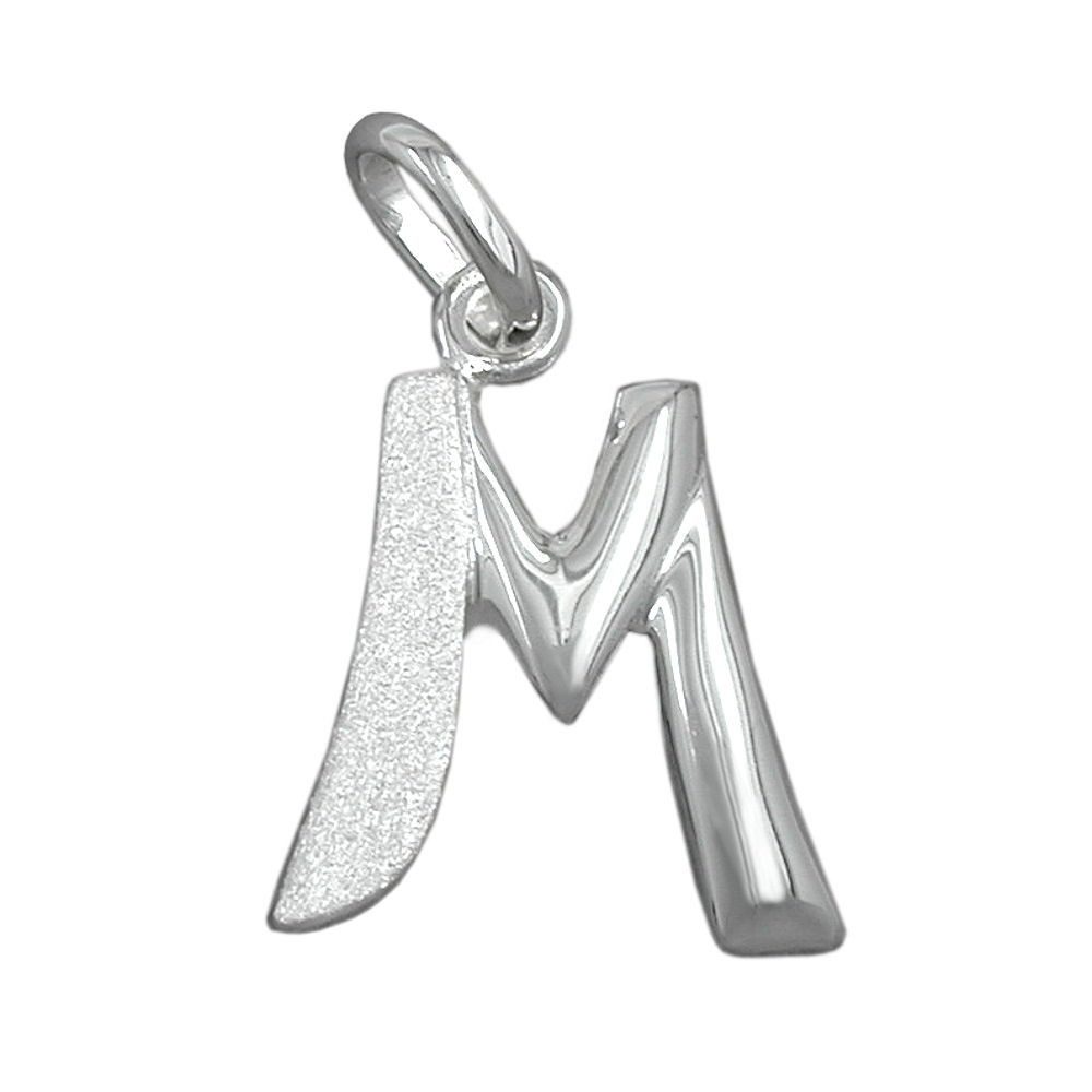 Buchstabenanhänger Kettenanhänger Anhänger Buchstabe M aus 925 Silber Abmessung 15 x 13mm
