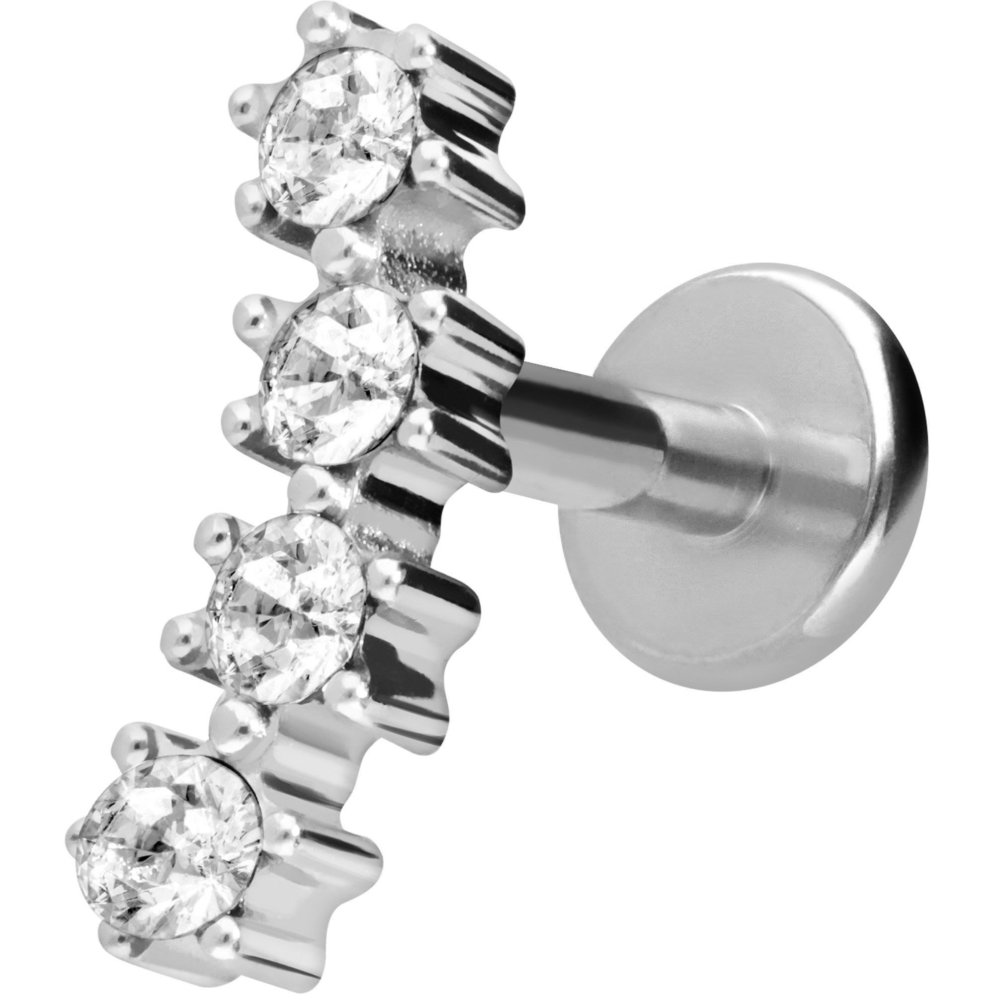 PIERCINGLINE Piercing-Set Titan Labret mit Innengewinde 4 EINGEFASSTE KRISTALLE (Labrets, 1-tlg)