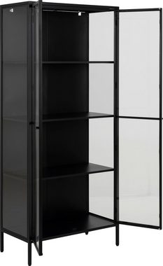 ACTONA GROUP Vitrine New York schwarzes Metall, mit Glastüren und 4 Fächern, Höhe 180cm