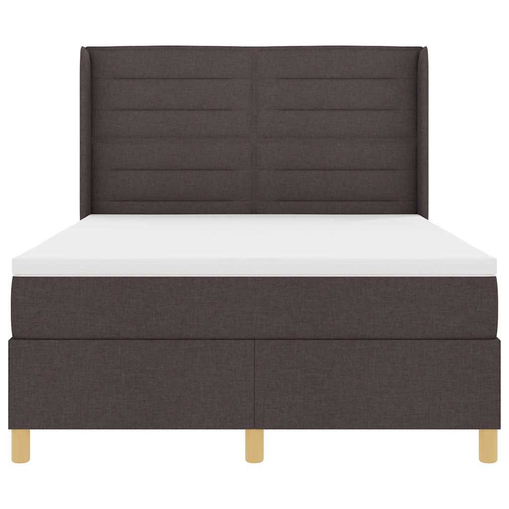 vidaXL Bed Box Spring Bed with Mattress Dark Brown 140 x 190 cm Fabric (1-piece)