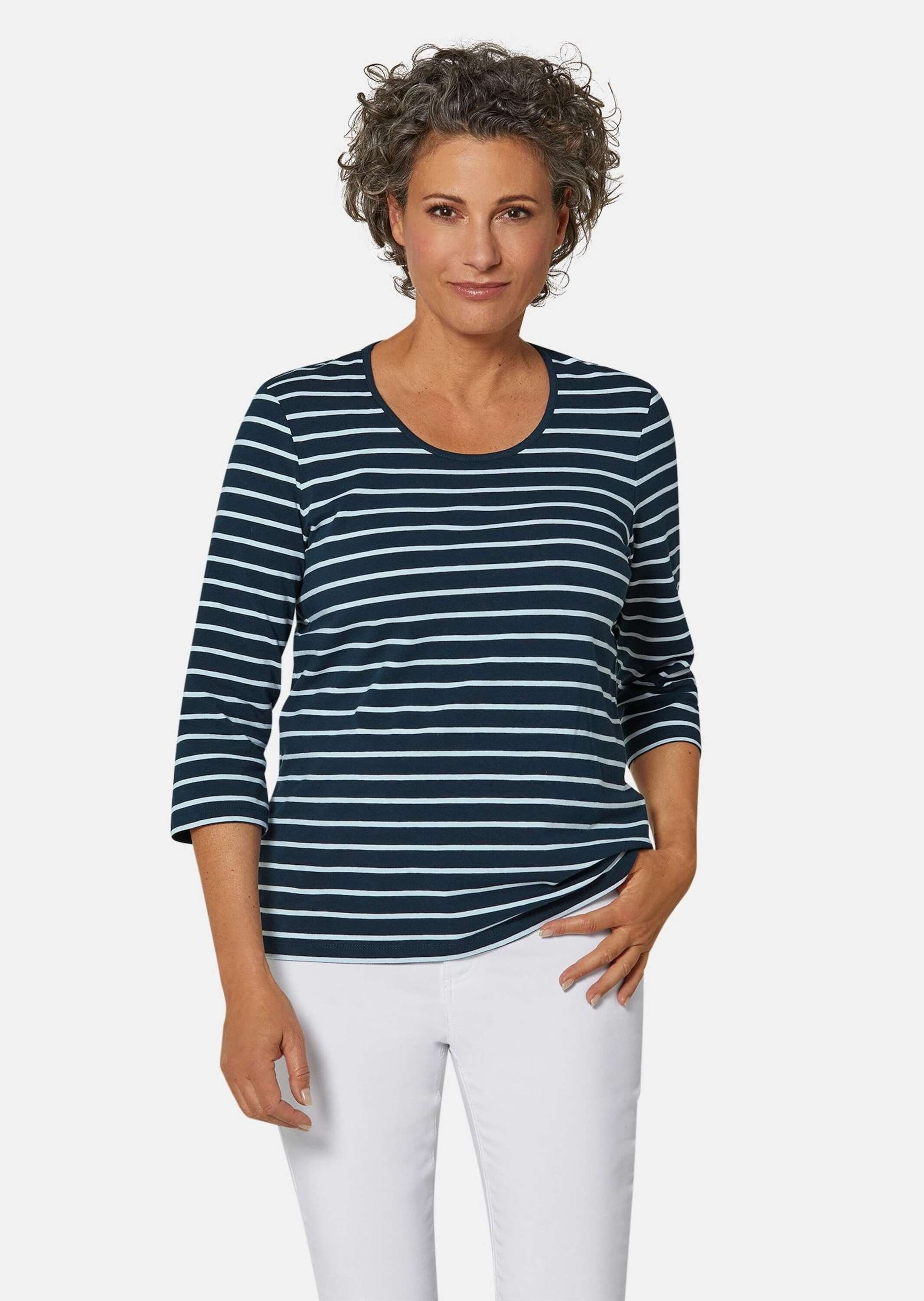 3/4-Arm-Shirt Jerseyshirt mit Rundhals