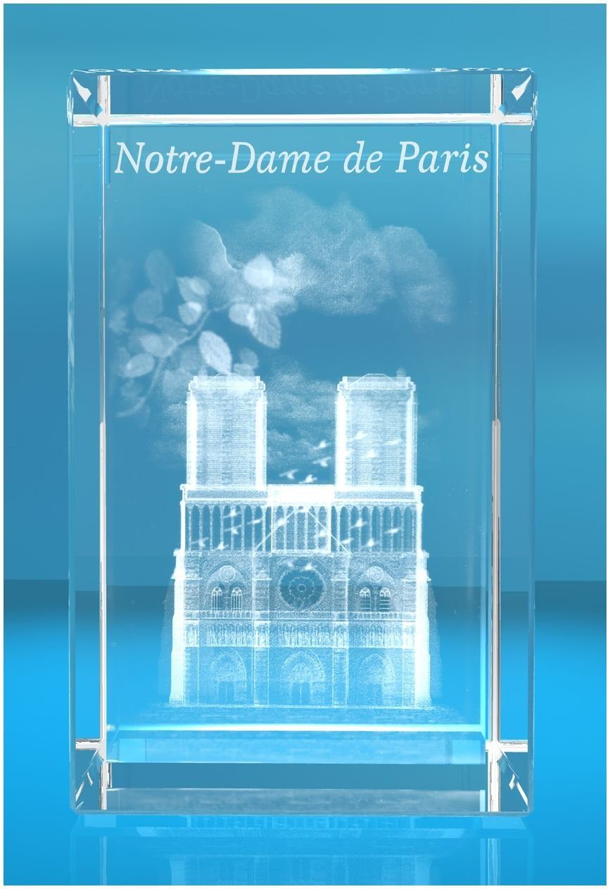 Geschenkbox, Made Germany, VIP-LASER Glasquader Hochwertige Dekofigur in von Dame Paris, 3D Familienbetrieb Notre