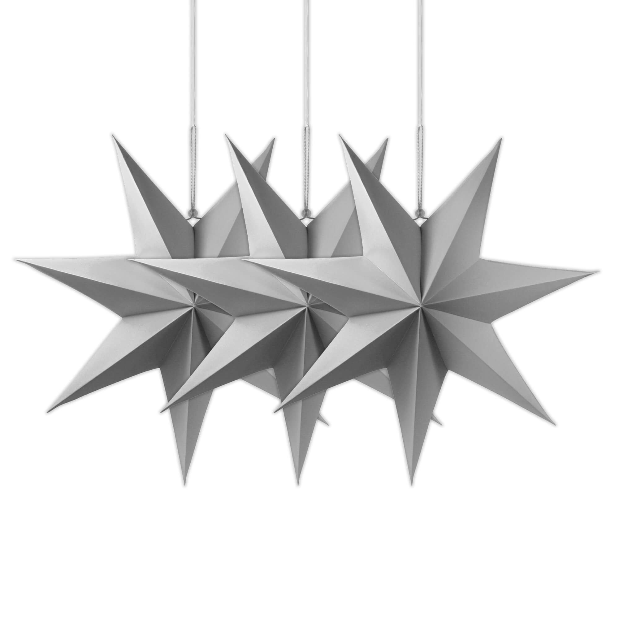 Frau WUNDERVoll Papiersterne 3 Faltsterne - grau, Ø 25 cm, 7 Zacken. € 8,99