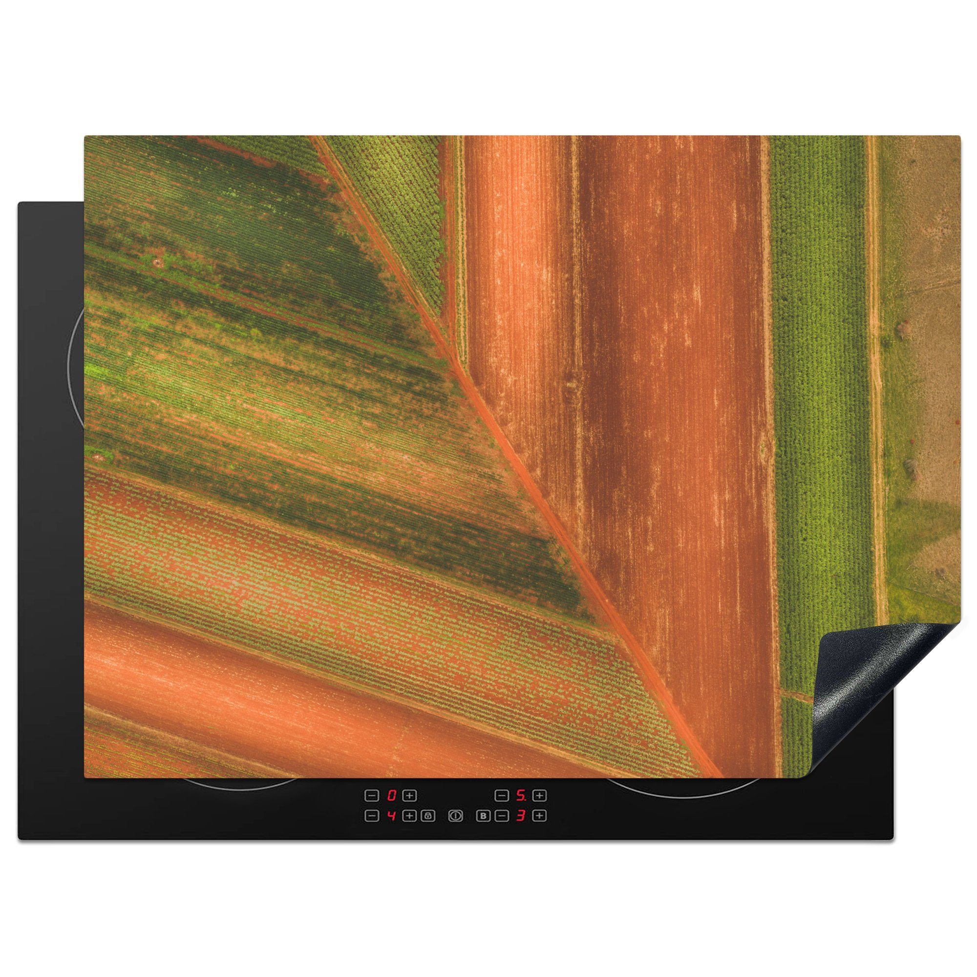 MuchoWow Herdblende-/Abdeckplatte Landwirt - Boden - Muster, Vinyl, (1 tlg), 70x52 cm, Mobile Arbeitsfläche nutzbar, Ceranfeldabdeckung