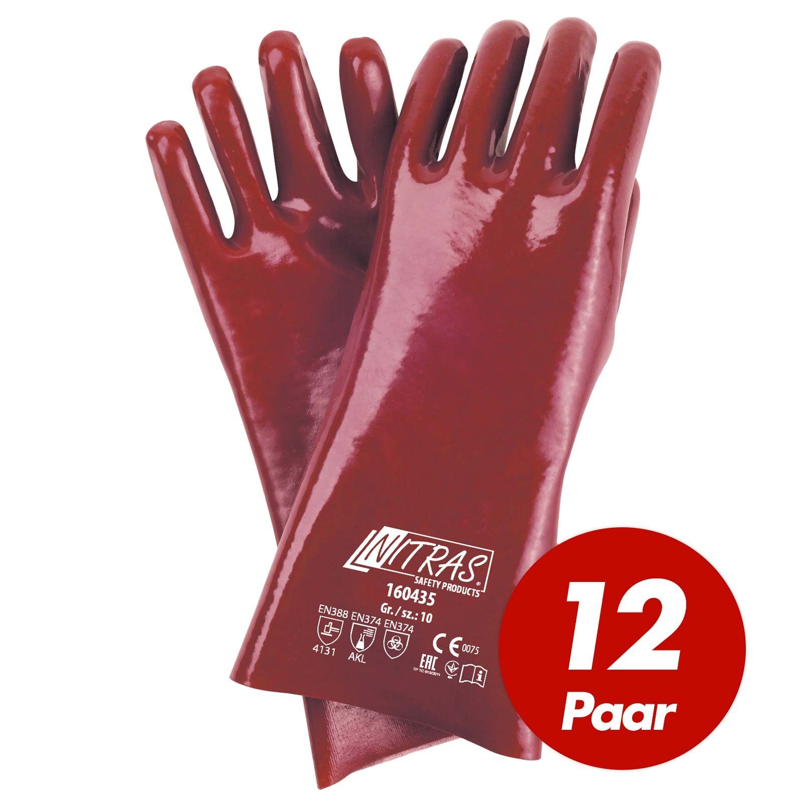 Nitras Putzhandschuh NITRAS PVC-Handschuhe Handschuhe 160435 - 12 Paar vollbeschichtete (Set)