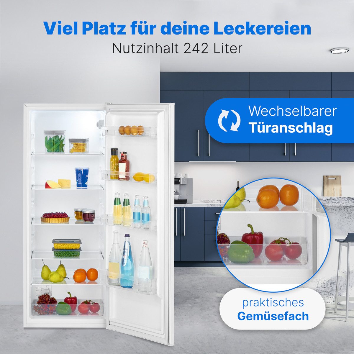 BOMANN Vollraumkühlschrank VS 7363, 142.5 cm hoch, 54.5 cm breit, Kühlschrank ohne Gefrierfach, 5 Ablagen, leise