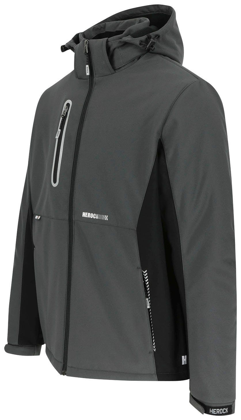 Herock Winterjacke TARIS (mit abtrennbarer Softshell, gepolstert, wasserabweisend grau Kapuze) atmungsaktiv