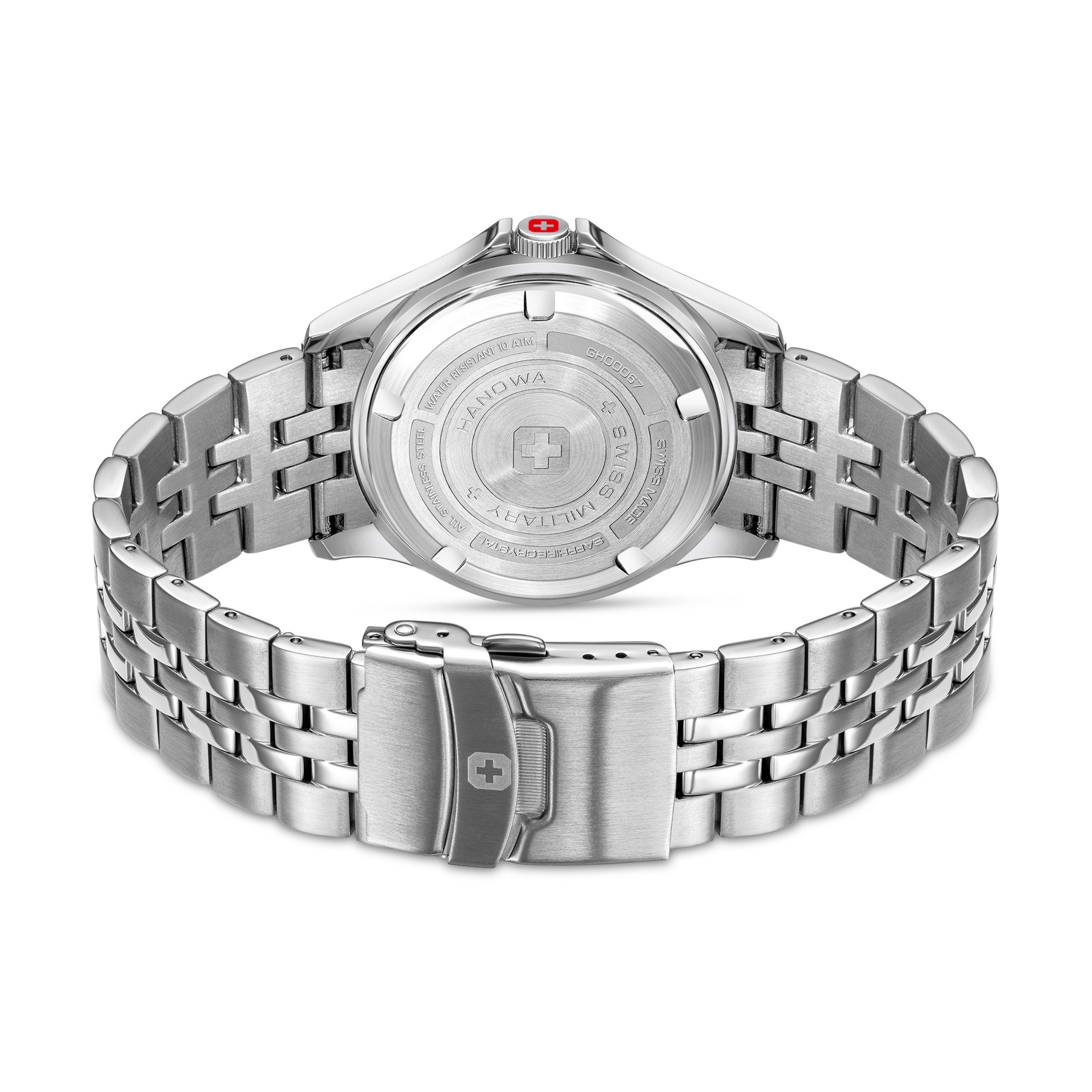 Swiss Military Hanowa Quarzuhr Flagship Elements SMWGH0006704, Armbanduhr, Herrenuhr, Swiss Made, Edelstahlarmband, analog, Tag