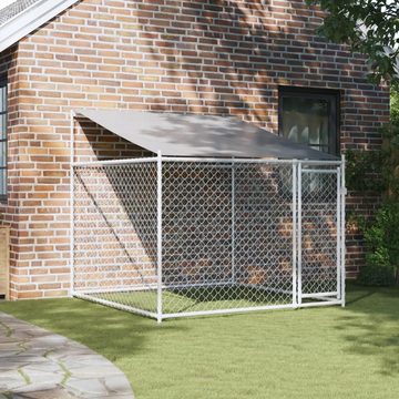 vidaXL Hundezwinger Hundezwinger mit Dach und Tür Grau 2x2x2 m Verzinkter Stahl
