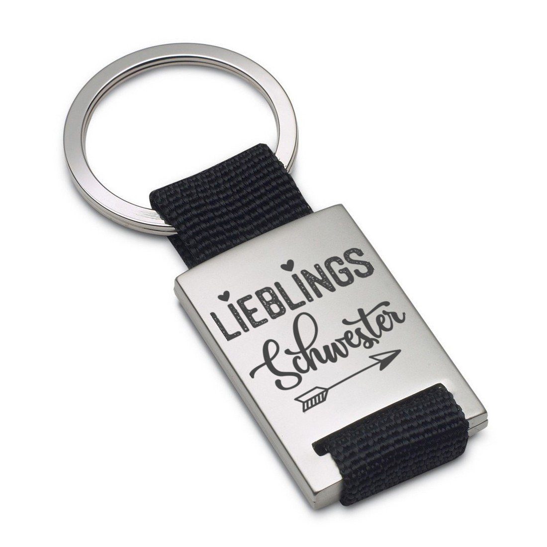 Lieblingsmensch Schlüsselanhänger Lieblings - Schwester - ein tolles Geschenk & Glücksbringer (Schlüsselanhänger mit Gravur, inklusive Schlüsselring), Robuste und filigrane Lasergravur