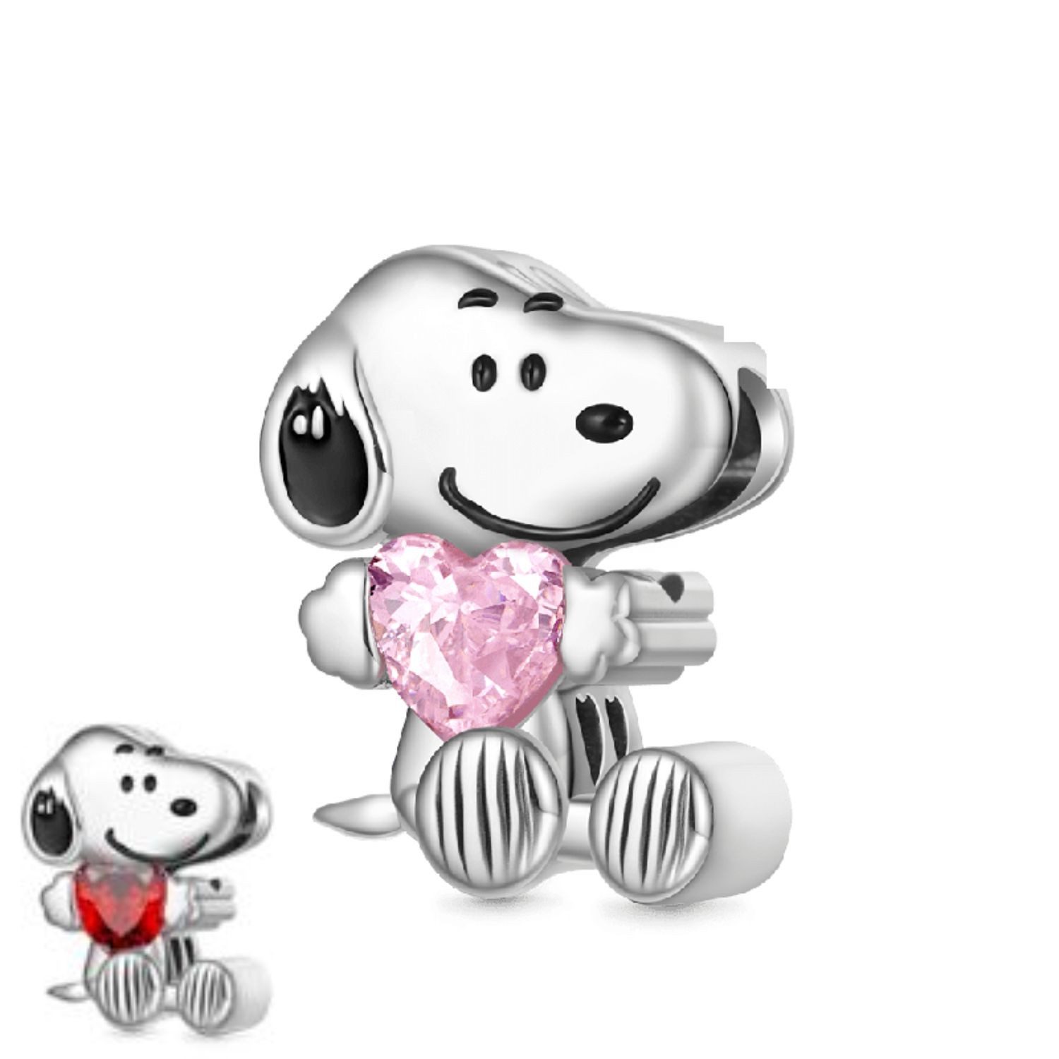 Gnoce Bead Gnoce Charm Snoopy mit Herz Silber JMC021