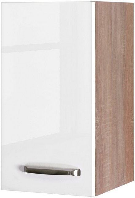 Flex-Well Exclusiv Oberschrank Valero 30 cm x 55 cm Hochglanz Weiß-Sonoma Eiche