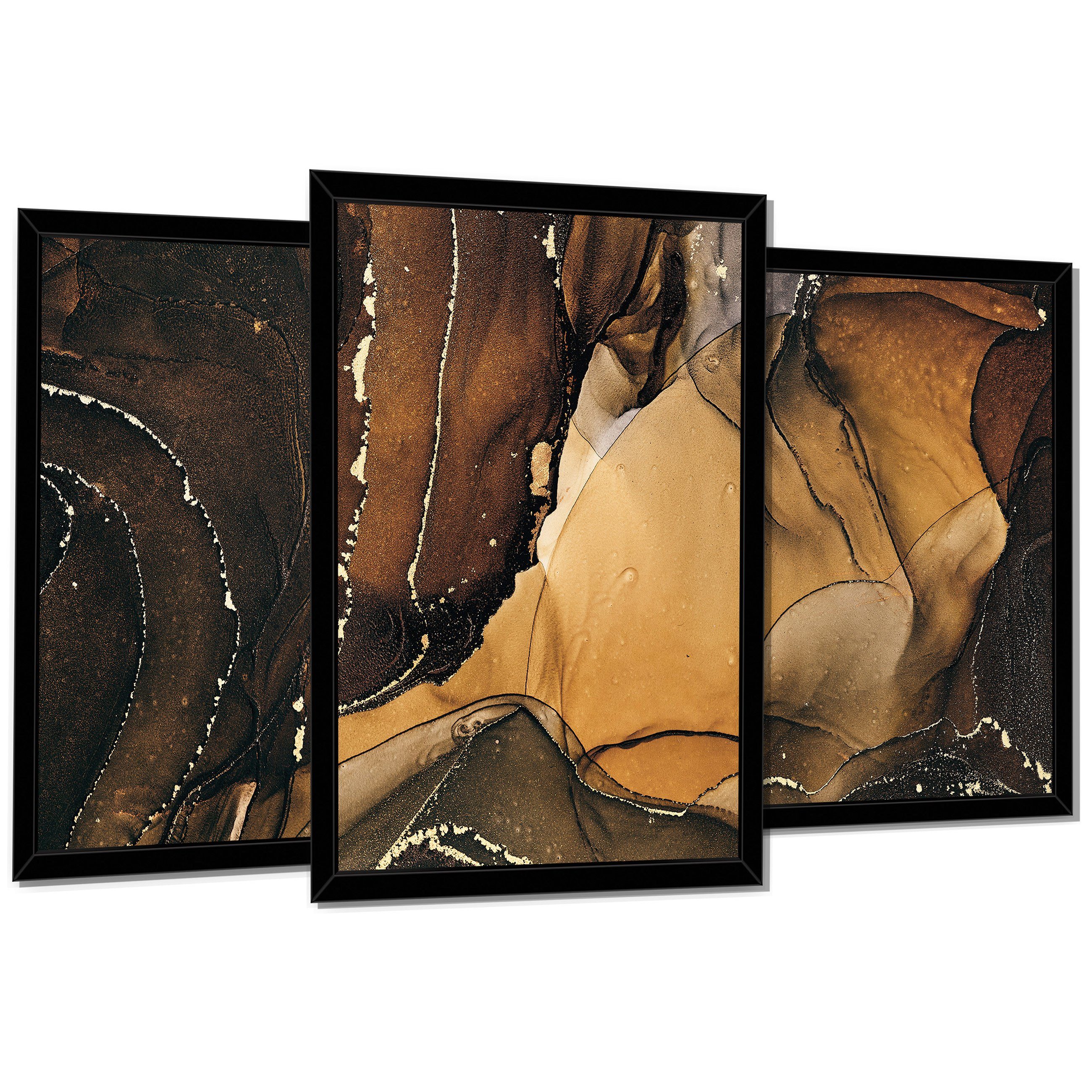 Wallarena Плакат Set Mit Rahmen 3 Teilig Kunstdruck 3er Изображения Wandbilder Wohnzimmer, Marmor (3er, 3 St), SET 30x40 cm x 3 Wandbild