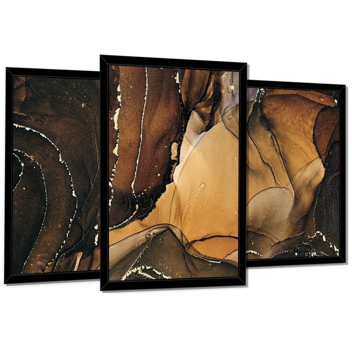 Wallarena Poster Set Mit Rahmen 3 Teilig Kunstdruck 3er Bilder Wandbilder Wohnzimmer Marmor (3er 3 St) SET 30x40 cm x 3 Wandbild
