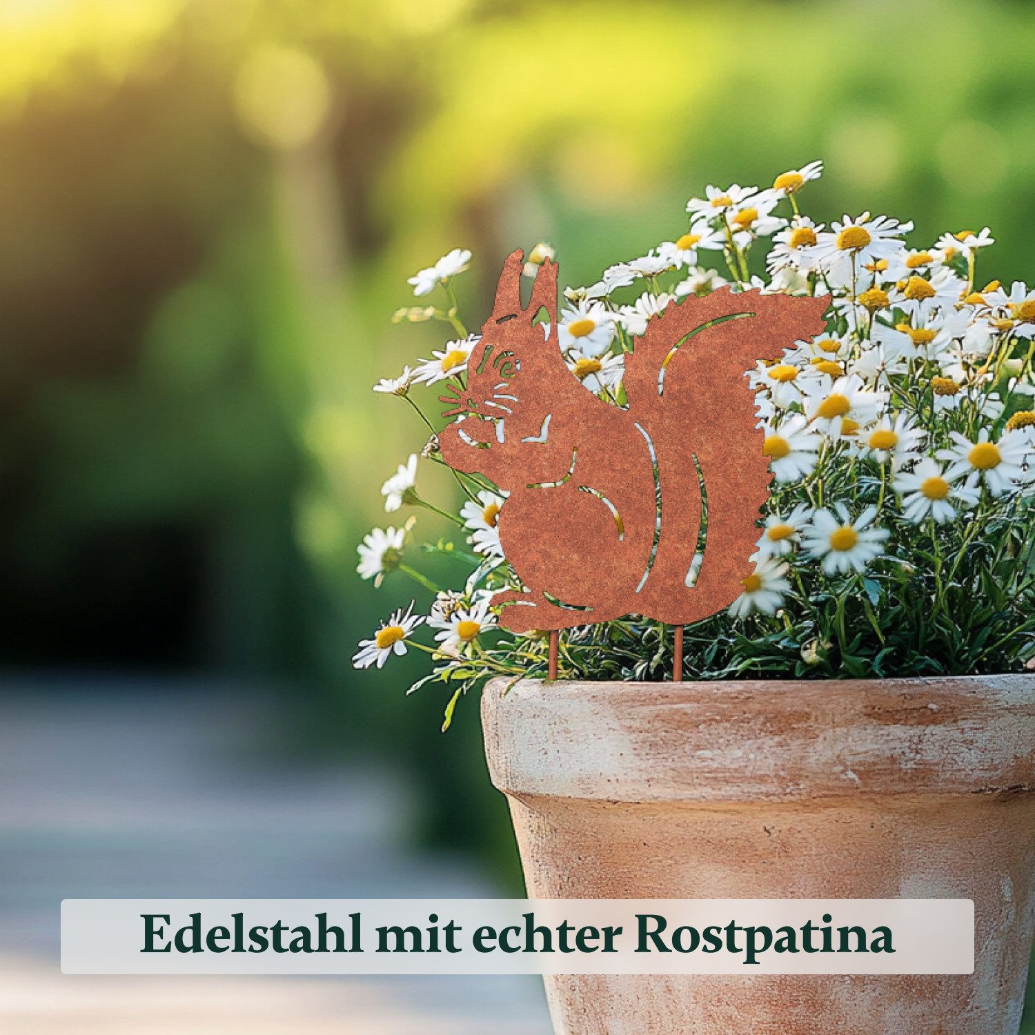 VERDOBA Gartenfigur Gartenstecker in Rost & Silber Rost Deko für Garten, Balkon & Terrasse
