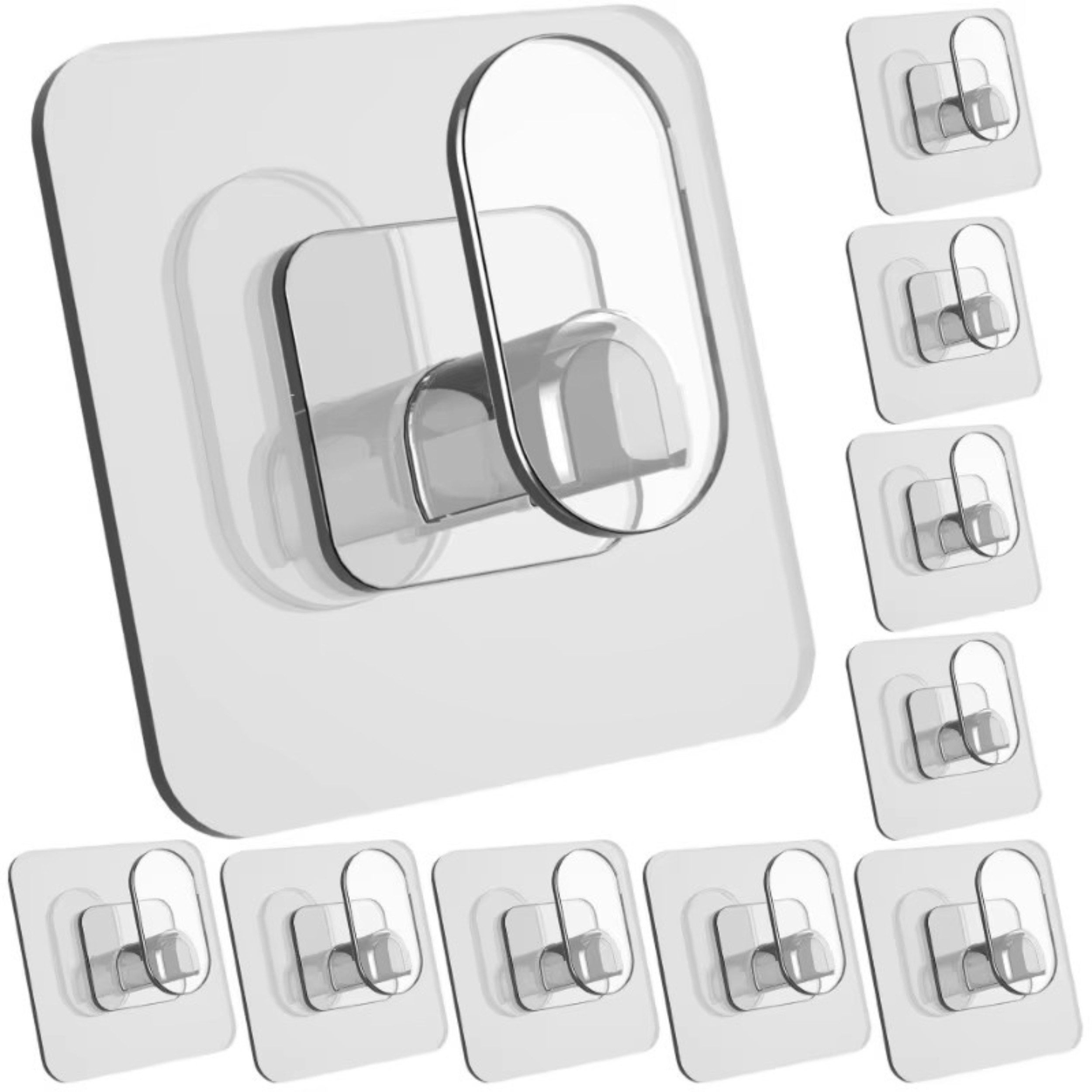 DEKAZIA Klebehaken ohne Bohren, selbstklebende Badhaken, Handtuchhaken, Bad, WC, Toilette, Garderobe, Küche, (16-St., 16 Stk), Transparente Hacken, Küchenhaken, Handtuchhalter, Garderobenhaken