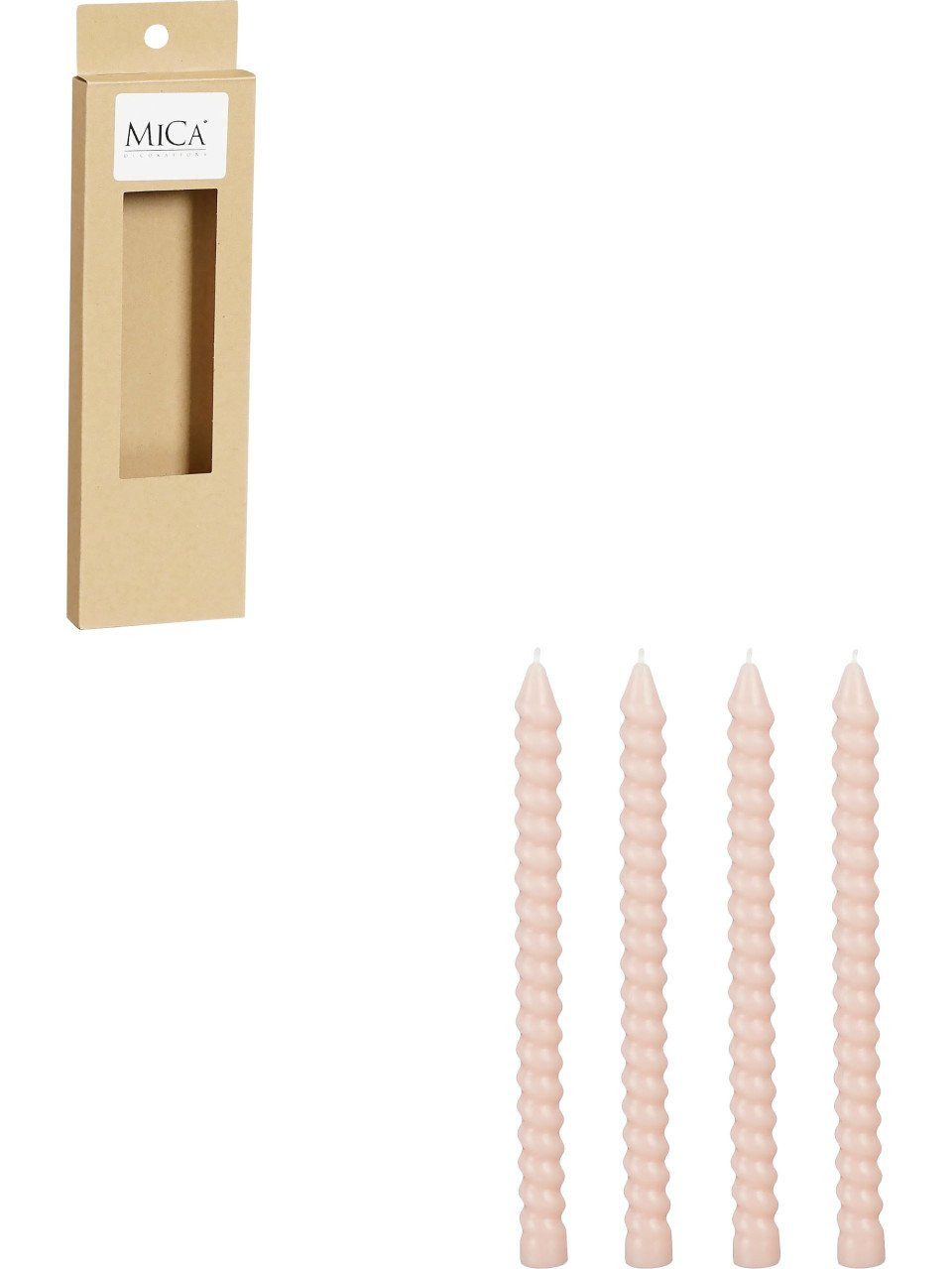Mica Decorations Spitzkerze Mica Twist Kerze rosa 4 Stück