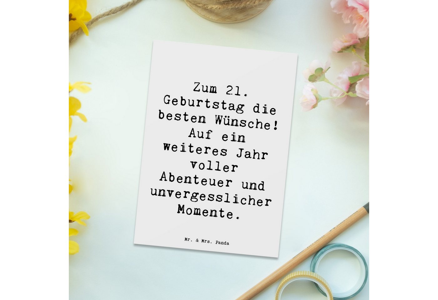 Thumbnail - Mr. & Mrs. Panda Postkarte Spruch 21. Geburtstag - Weiß - Geschenk, Freude, Alter, Meilenstein