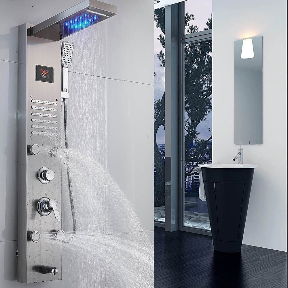 Duschsystem Duscharmatur Duschpaneel Regendusche Handbrause Einhandmischer Chrom 