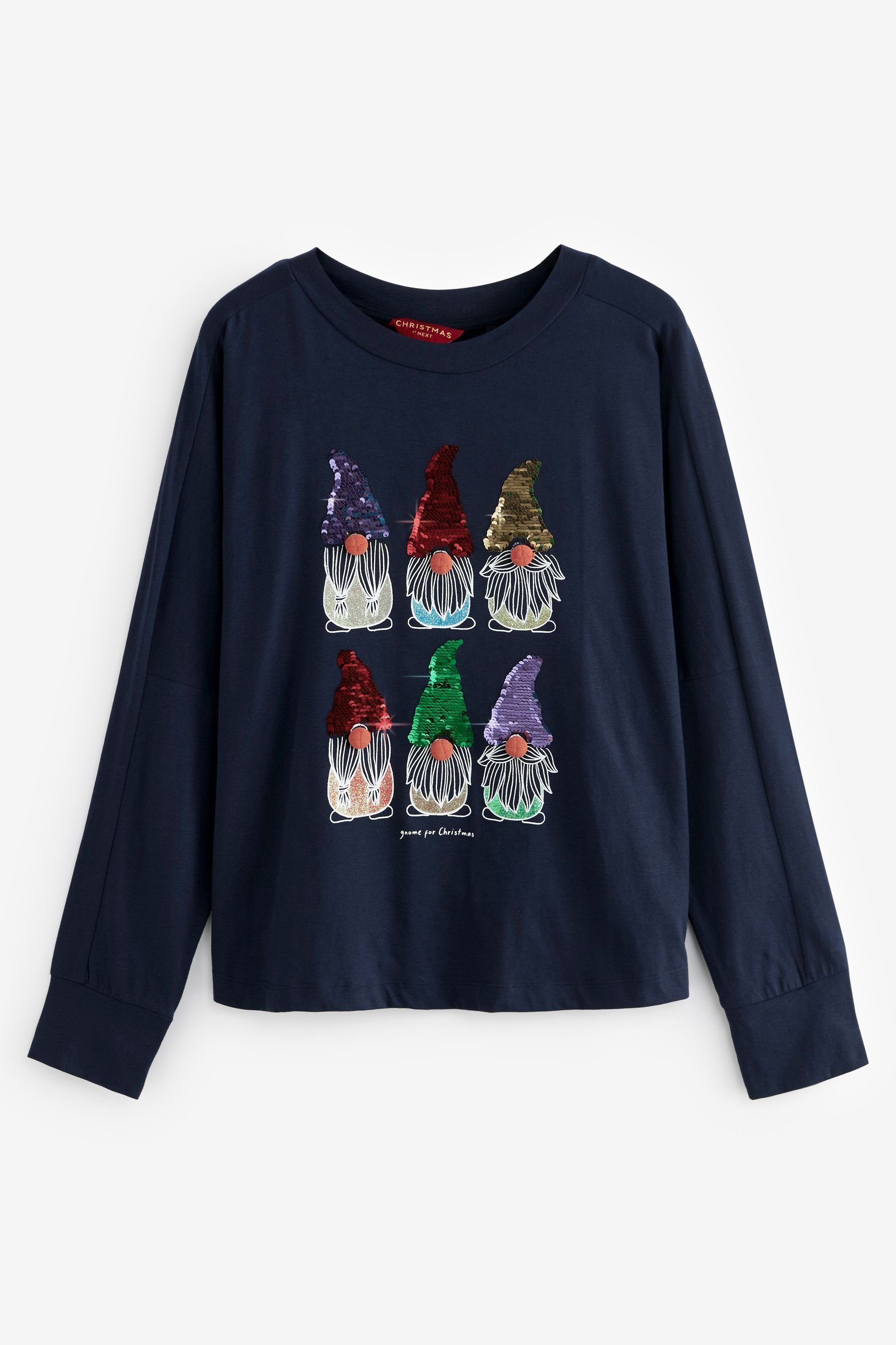 Next Blusenshirt Weihnachtspullover Pailletten Weihnachtswichtel (1tlg)