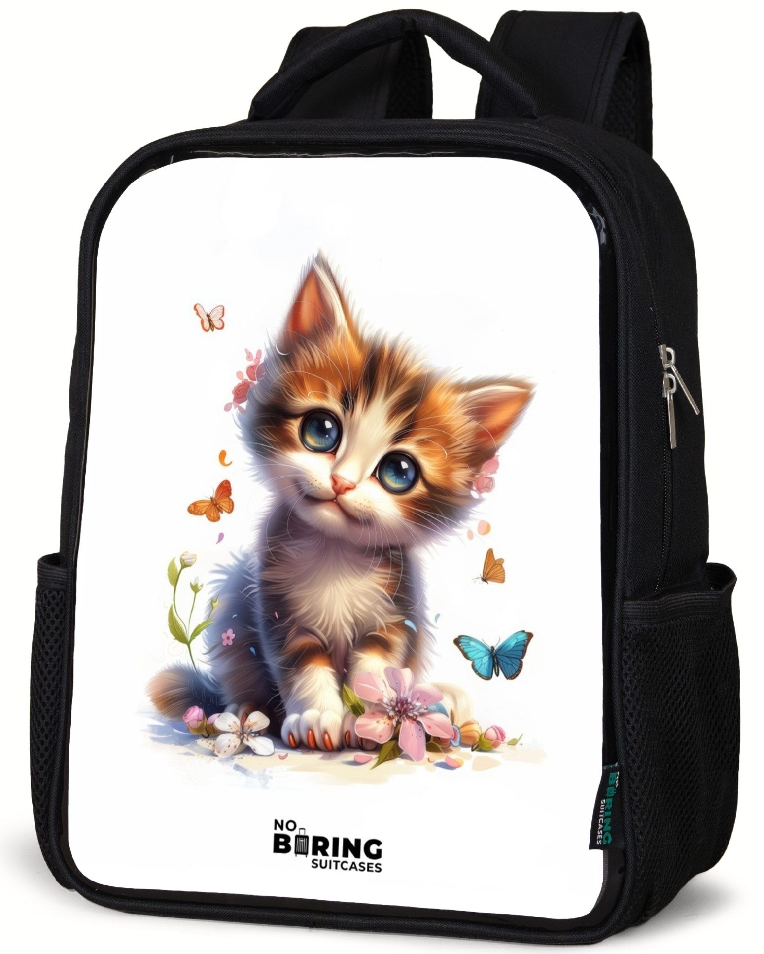 Rucksack Porträt eines von Schmetterlingen umgebenen Kätzchens