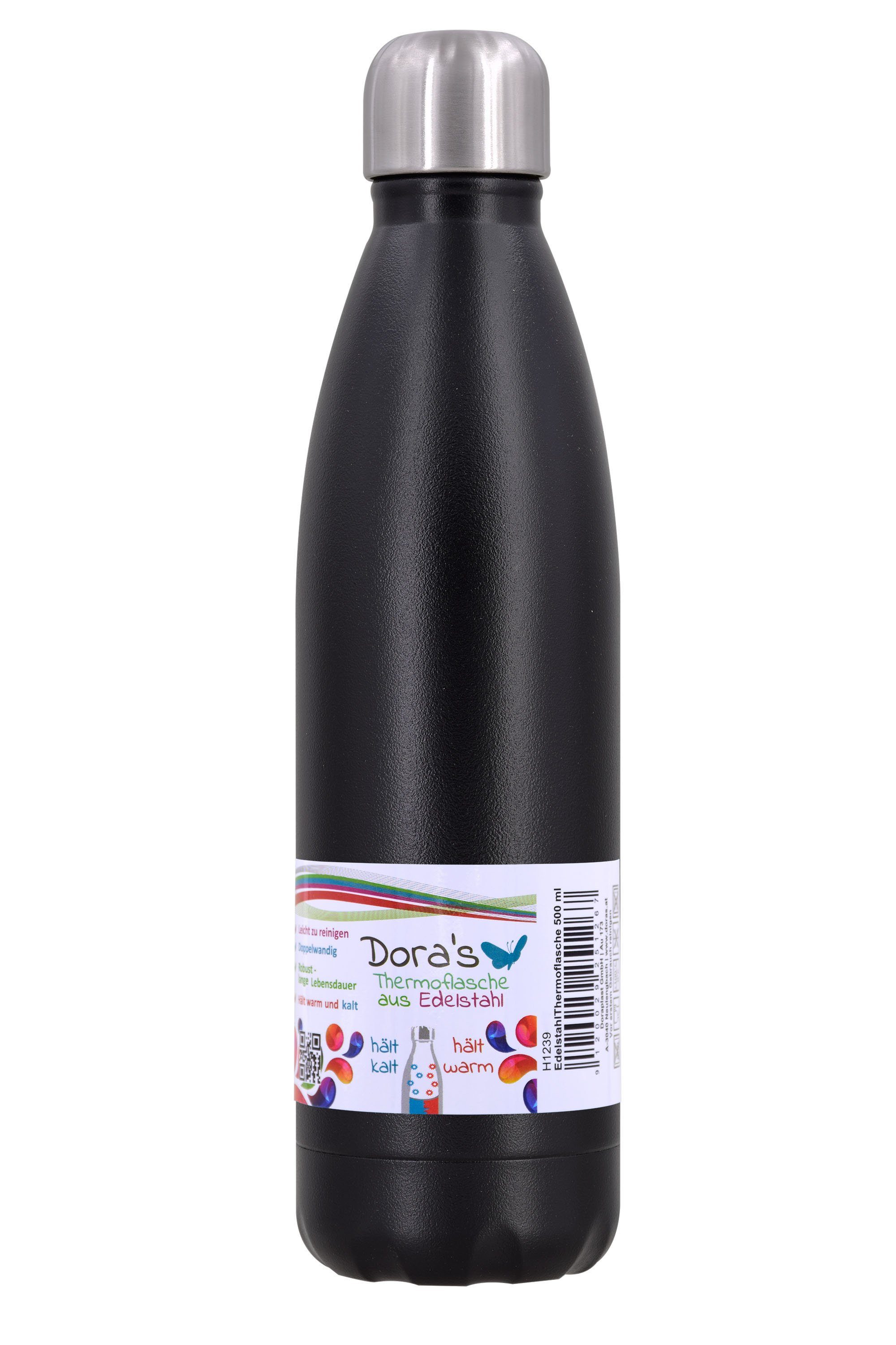 Trinkflasche Edelstahl Thermoflasche schwarz 500ml