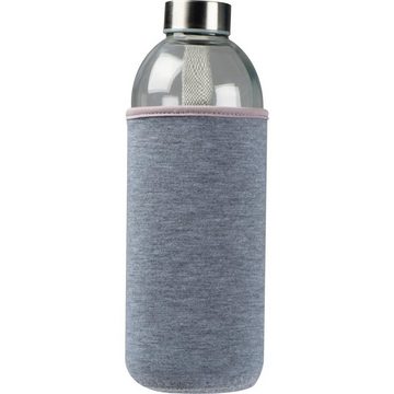 Livepac Office Trinkflasche Trinkflasche aus Glas mit Neoprensleeve / 1000ml / Neoprenfarbe: grau